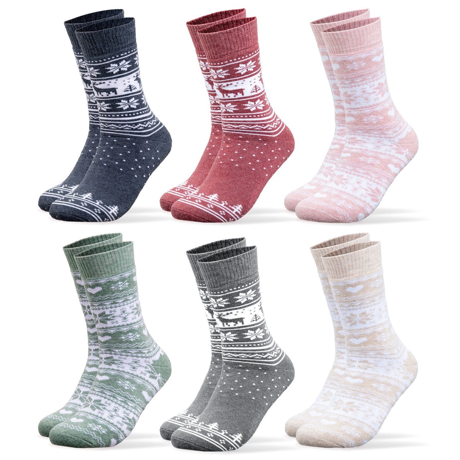 OCCULTO Norwegersocken Damen Norweger Socken 6er Pack (Modell: Frida) (6-Paar)