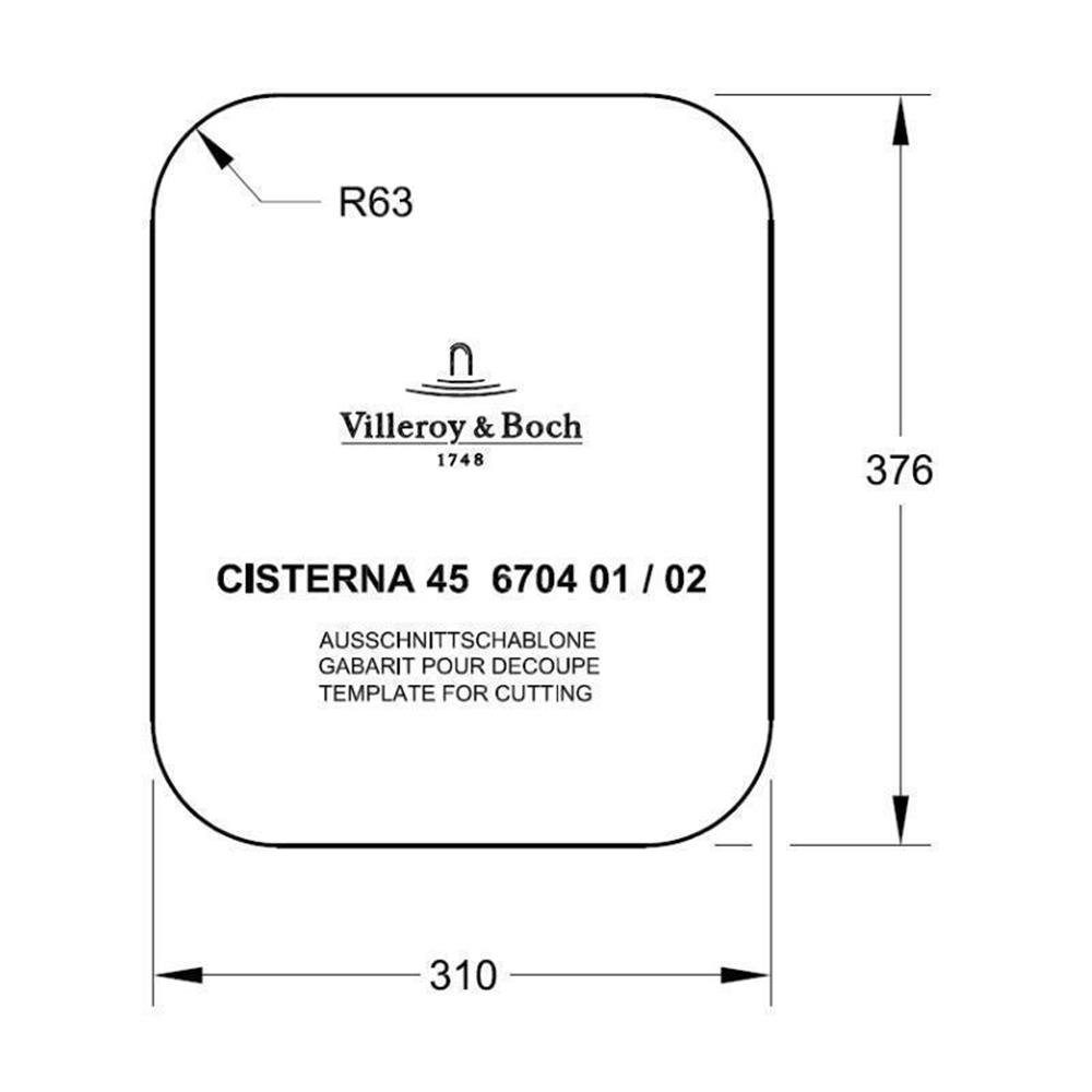 & cm Küchenspüle & 45, KD Unterbauspüle Boch Boch 37/43,5 Villeroy Villeroy Cisterna Fossil Classicline