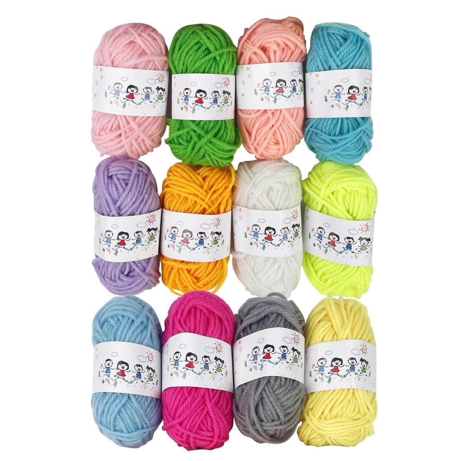 LuxusKollektion Wolle Häkelgarn 12 Farben Acryl Set Häkelwolle