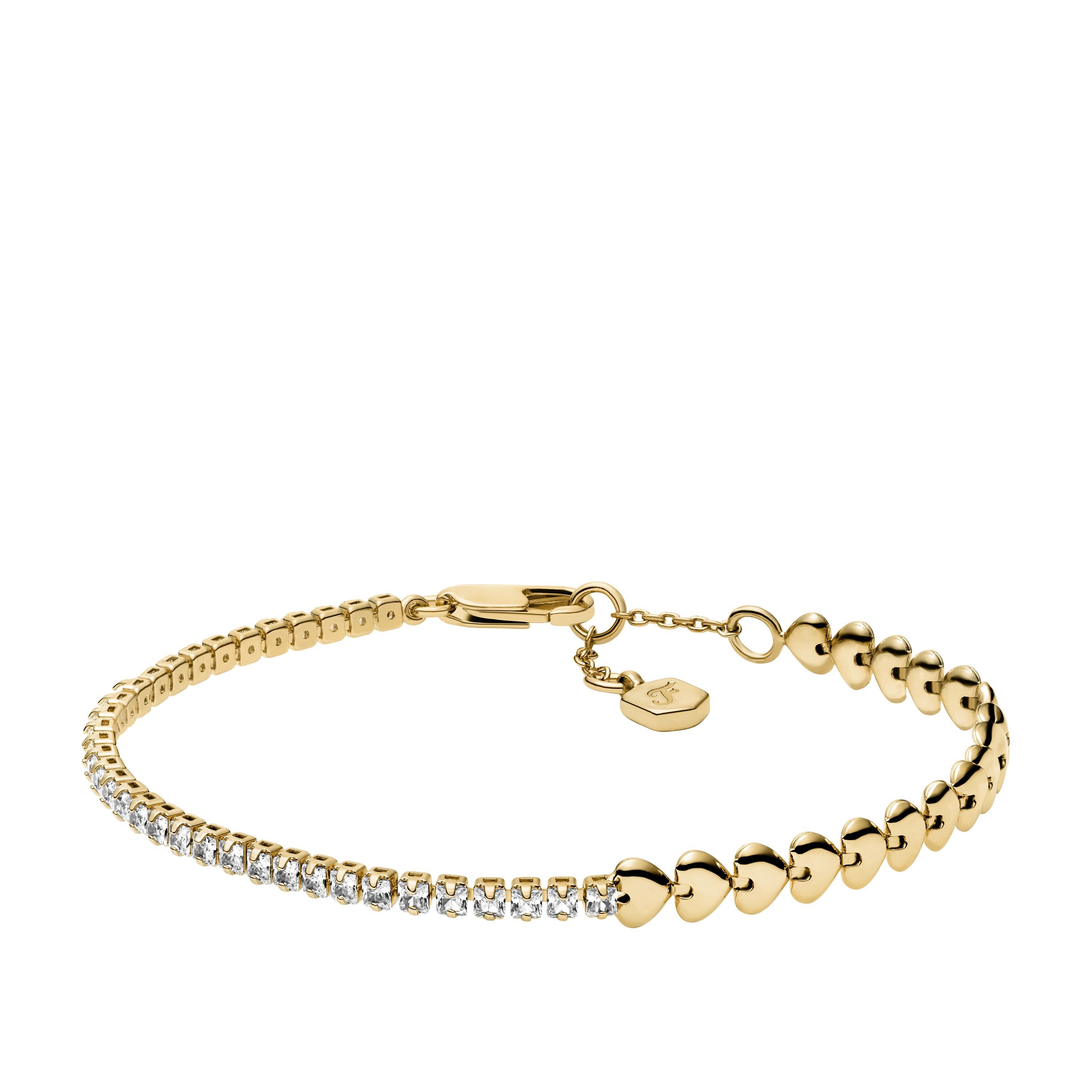Fossil Armband Schmuck Geschenk Metall SUTTON Herzen, mit Zirkonia (synth)