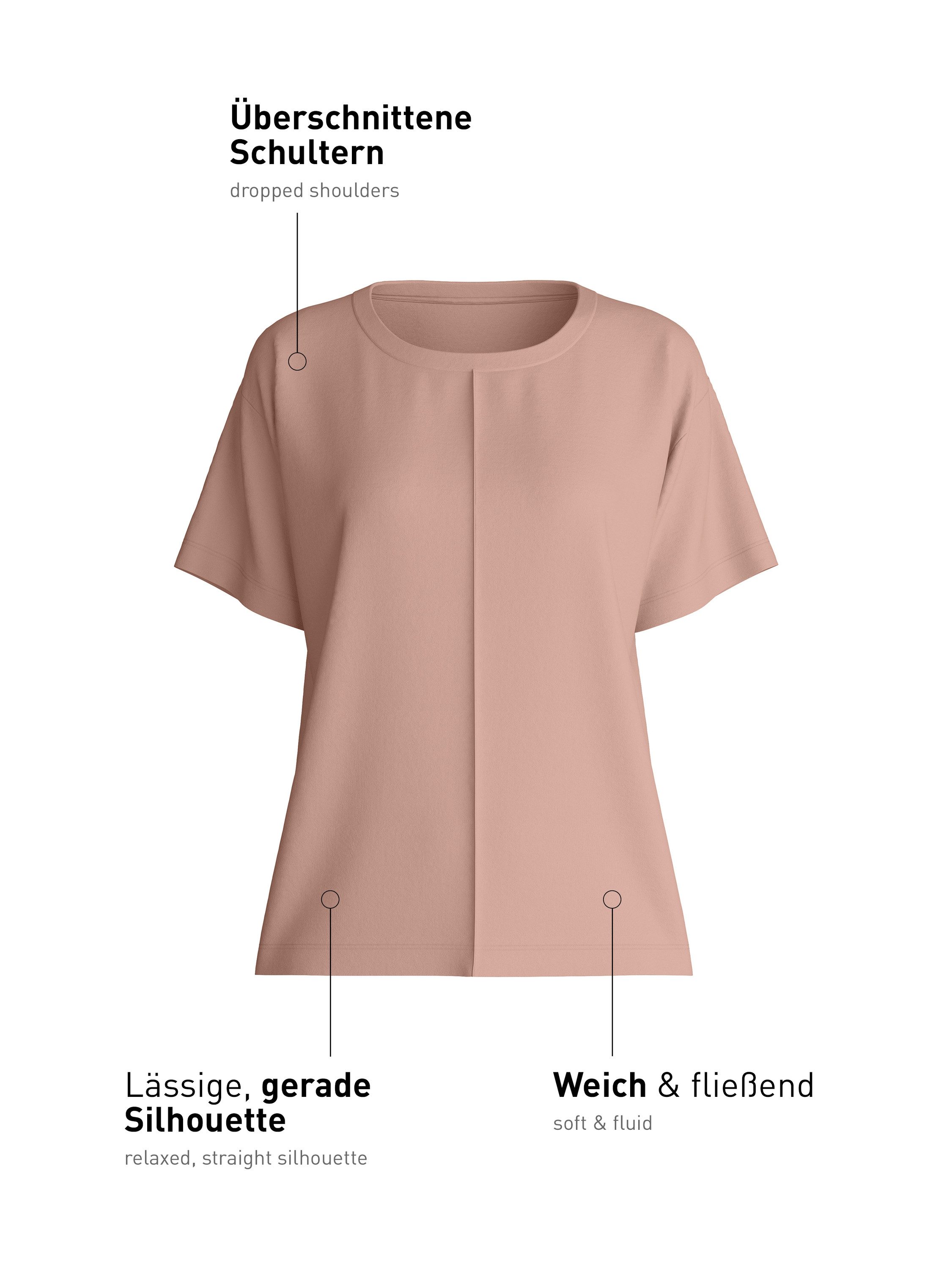CALIDA Kurzarmshirt Natural Loungewear Damen (1-tlg) seidig weich und mit feiner Piqué-Struktur