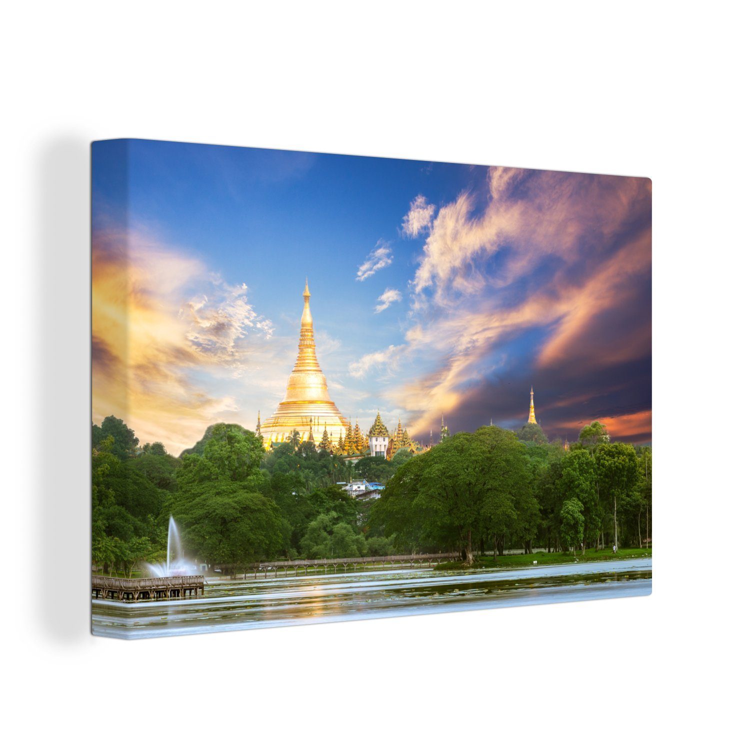OneMillionCanvasses® Leinwandbild Farbenfrohe Wolkenformation über Yangon in Myanmar, (1 St), Wandbild Leinwandbilder, Aufhängefertig, Wanddeko, 30x20 cm