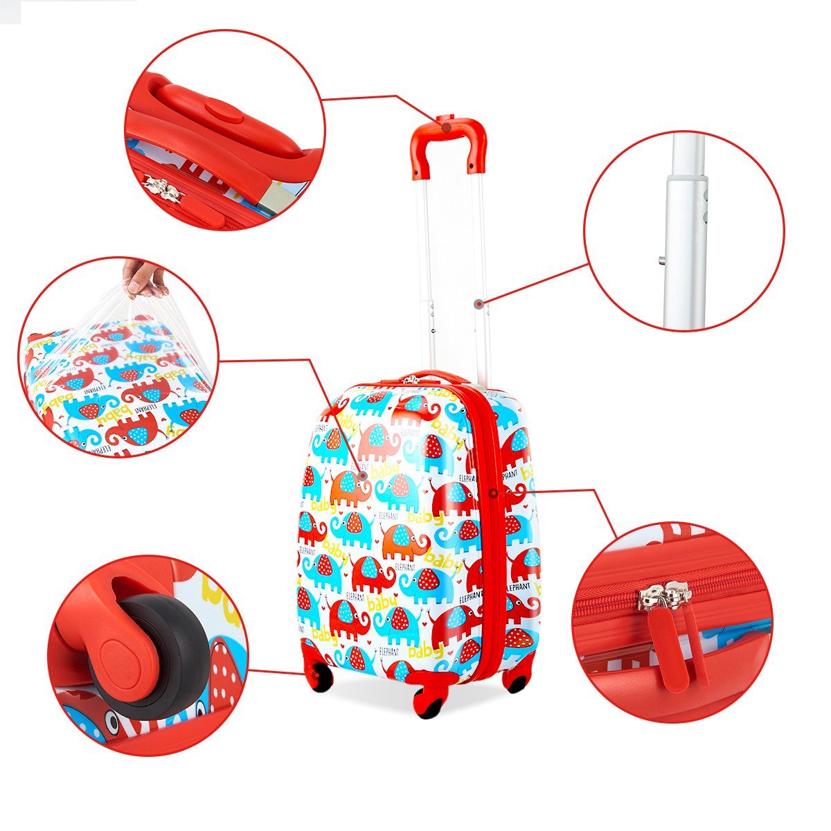 COSTWAY Kinderkoffer Rucksack Kindergepäck, 2tlg Reisegepäck, + Kinderkoffer