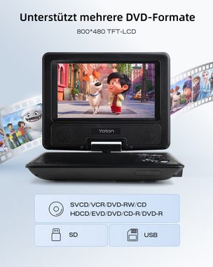 Yoton YD105 Portabler DVD-Player (10.5 inch, Haltepunkt-Speicherfunktion, Monitor klapp- & drehbar)