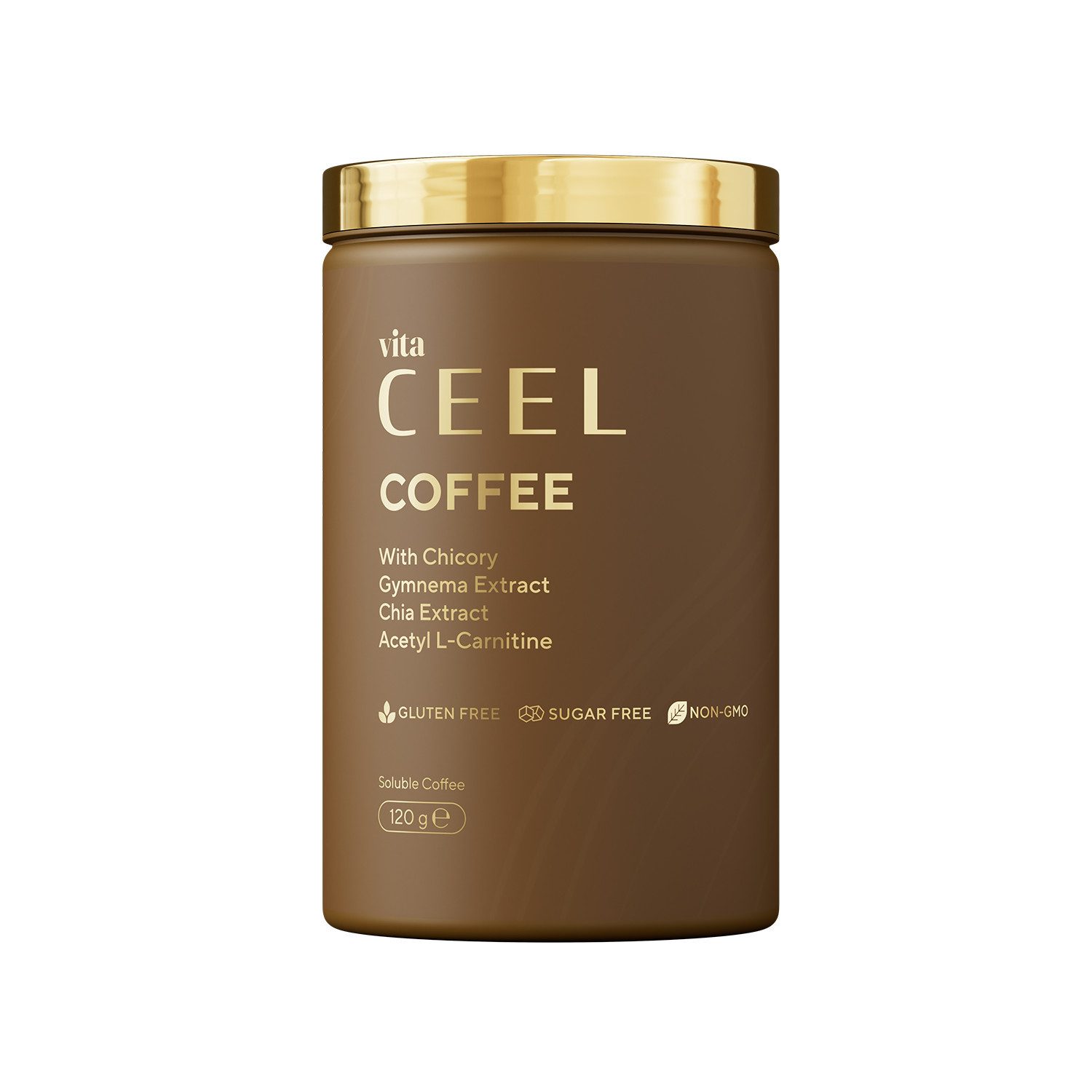 VİTA CEEL Chicorée Kaffee – Mit Gymnea, Chia & L-Carnitin Stoffwechsel Pulver, 120 g