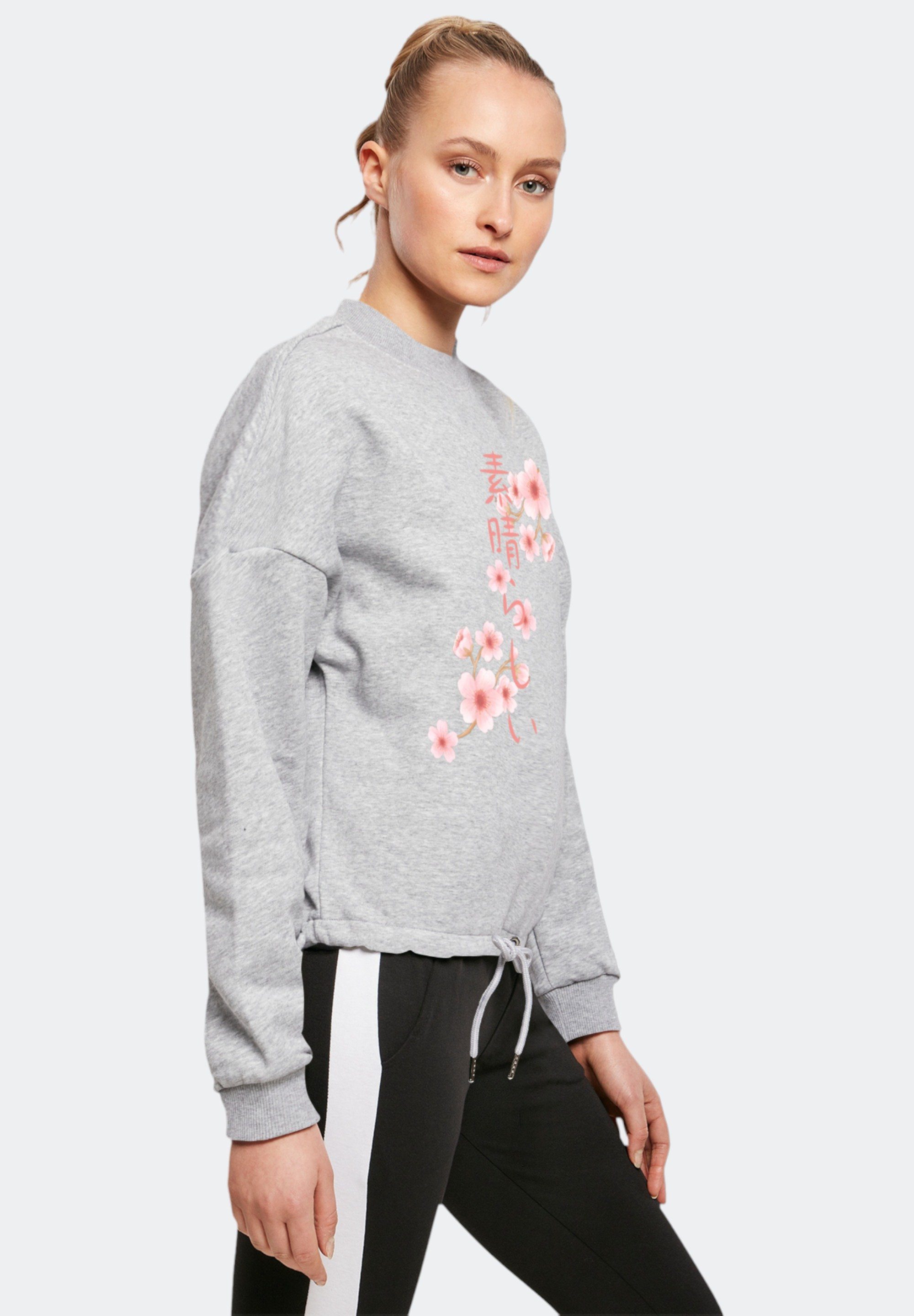 heather F4NT4STIC Sweatshirt grey Print Asien Kirschblüten