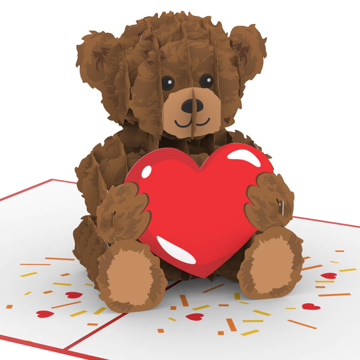 papercrush Geburtstagskarte Teddy mit Herz Pop-Up Karte, Ich Liebe Dich 3D Karte für Schatz, Handgemacht, Lasergeschnitten, Pop-Up