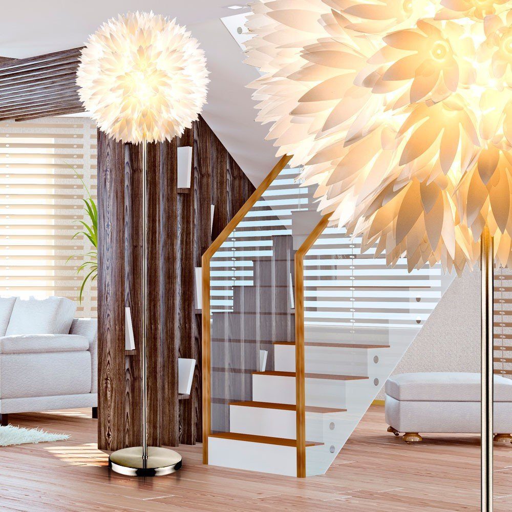Globo Schlafzimmer Steh Leuchte inklusive, Leuchtmittel Stehlampe, LED Warmweiß, Blumen Stand Beleuchtung Kugel Schalter
