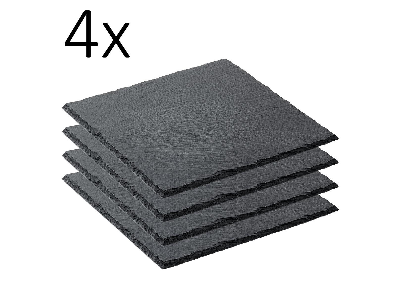 Gastro Spirit Servierplatte 4er Set Schieferplatte 30 x 30 x 0,5 cm, schwarz, (4-tlg)