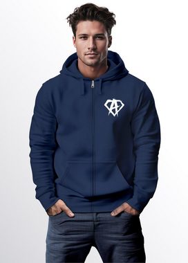 Neverless Sweatjacke Zip Hoodie Herren Sweatjacke mit Kapuze Alpha Logo Print Aufdruck Moti