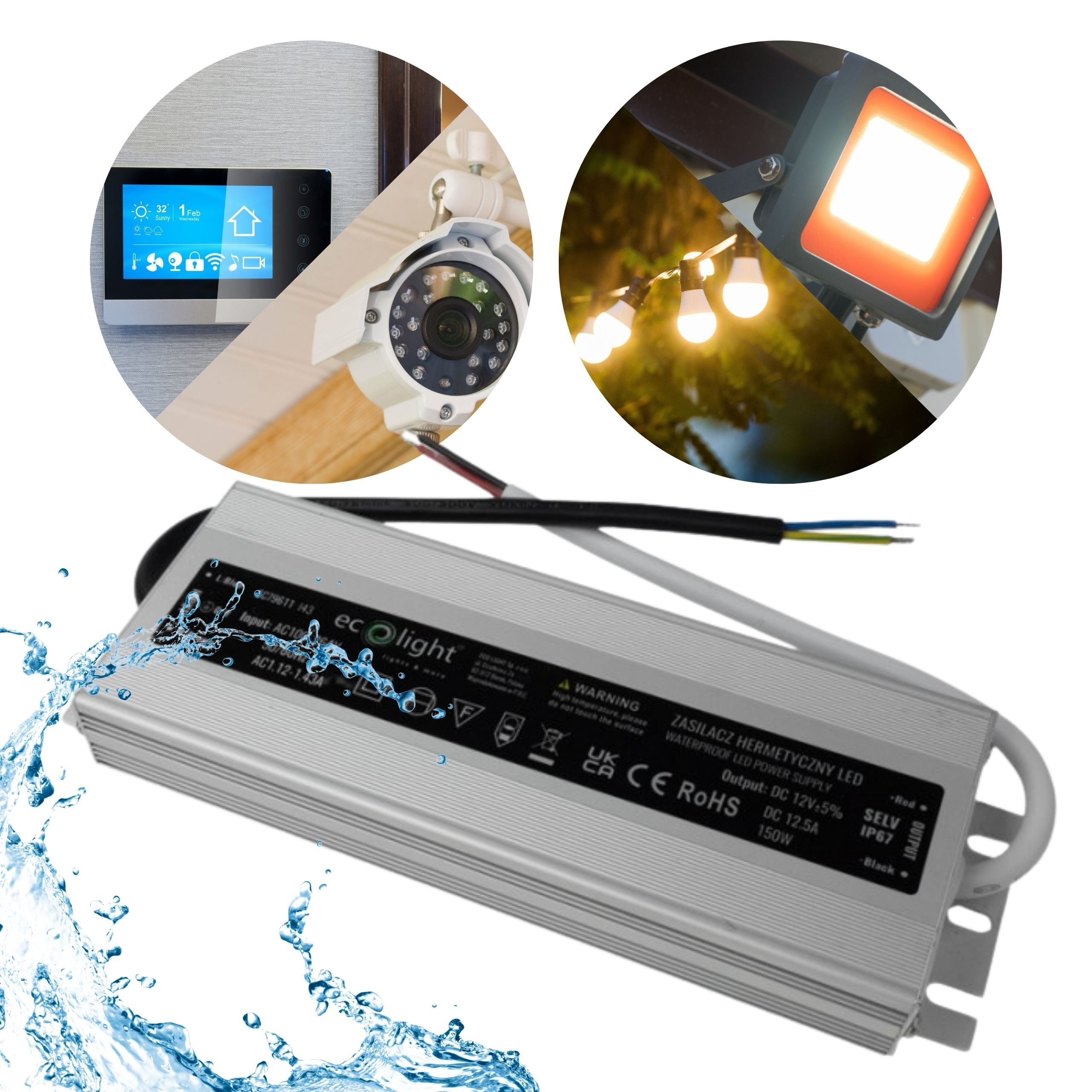 Sarcia.eu Hermetik LED Netzteil 150W 12V 12.5A, wasserdicht 200x65x22 mm LED Trafo