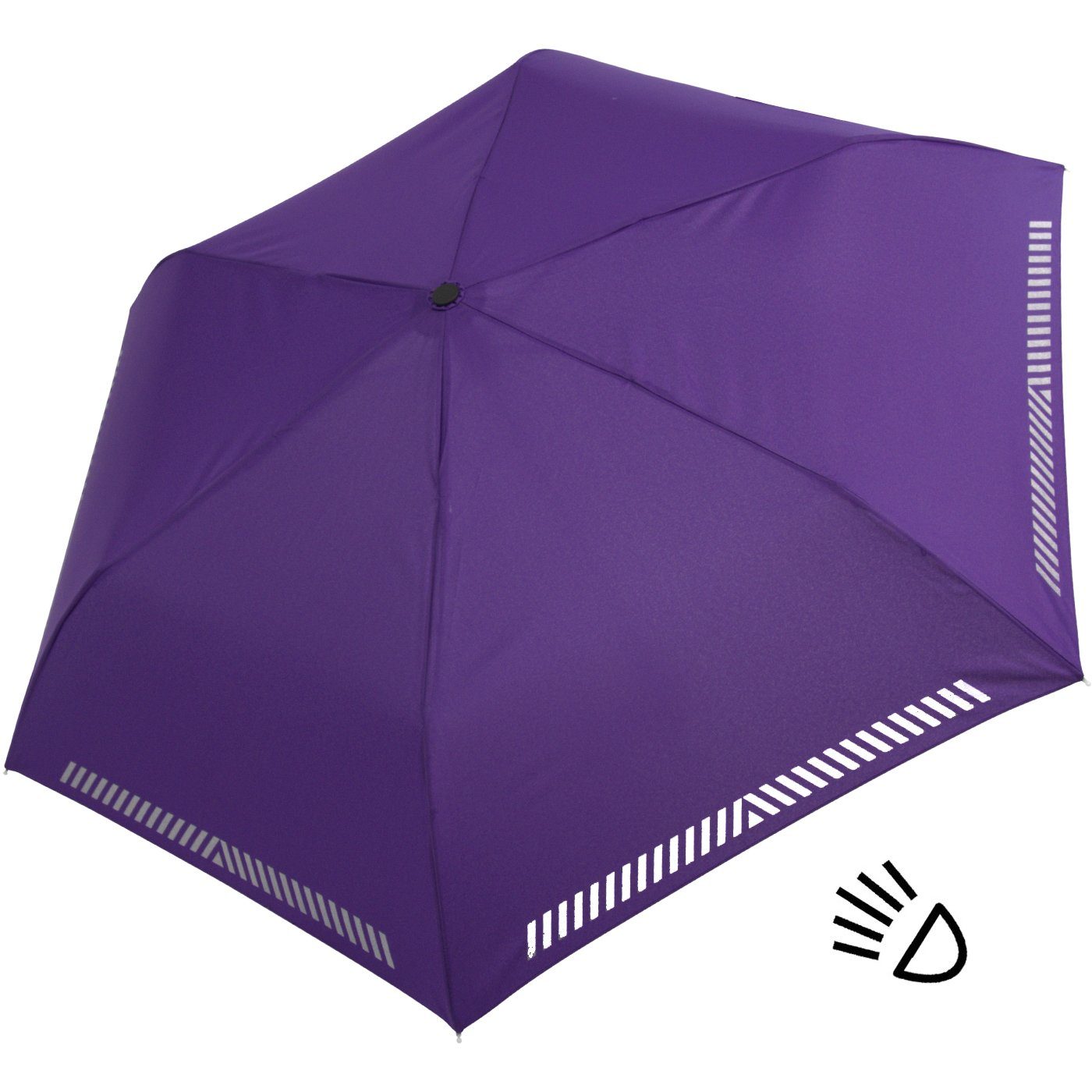 iX-brella Taschenregenschirm Kinderschirm mit Auf-Zu-Automatik, durch berry reflektierend, Sicherheit Reflex-Streifen 