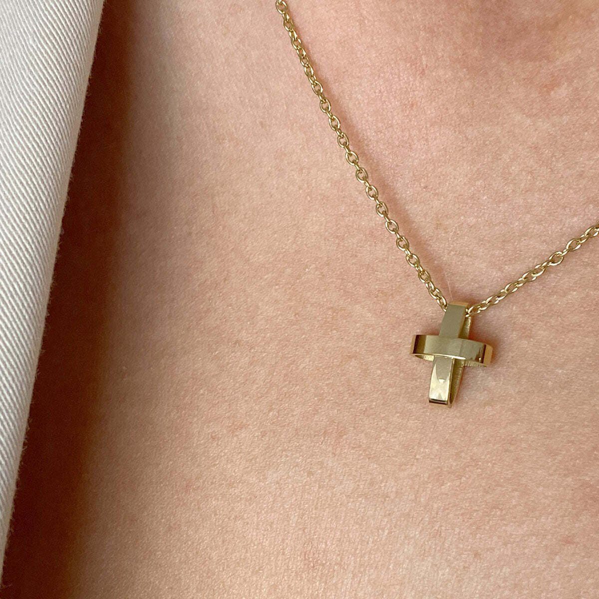 M&M Kette mit Anhänger Halskette Damen silber mit Kreuz-Anhänger (1-tlg), "Fine Line", deutsche Qualität, inkl. edles Schmucketui – Bild 2 von 5