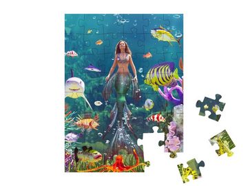 puzzleYOU Puzzle Meeresnymphe in der bunten Unterwasserwelt, 48 Puzzleteile, puzzleYOU-Kollektionen Meerjungfrau