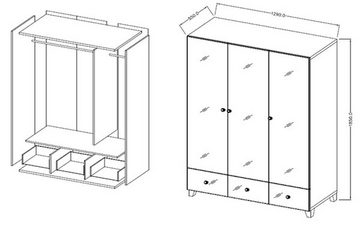 Feldmann-Wohnen Kleiderschrank BELLAGIO Breite 129 cm, viel Stauraum, hervorragend kombinierbar