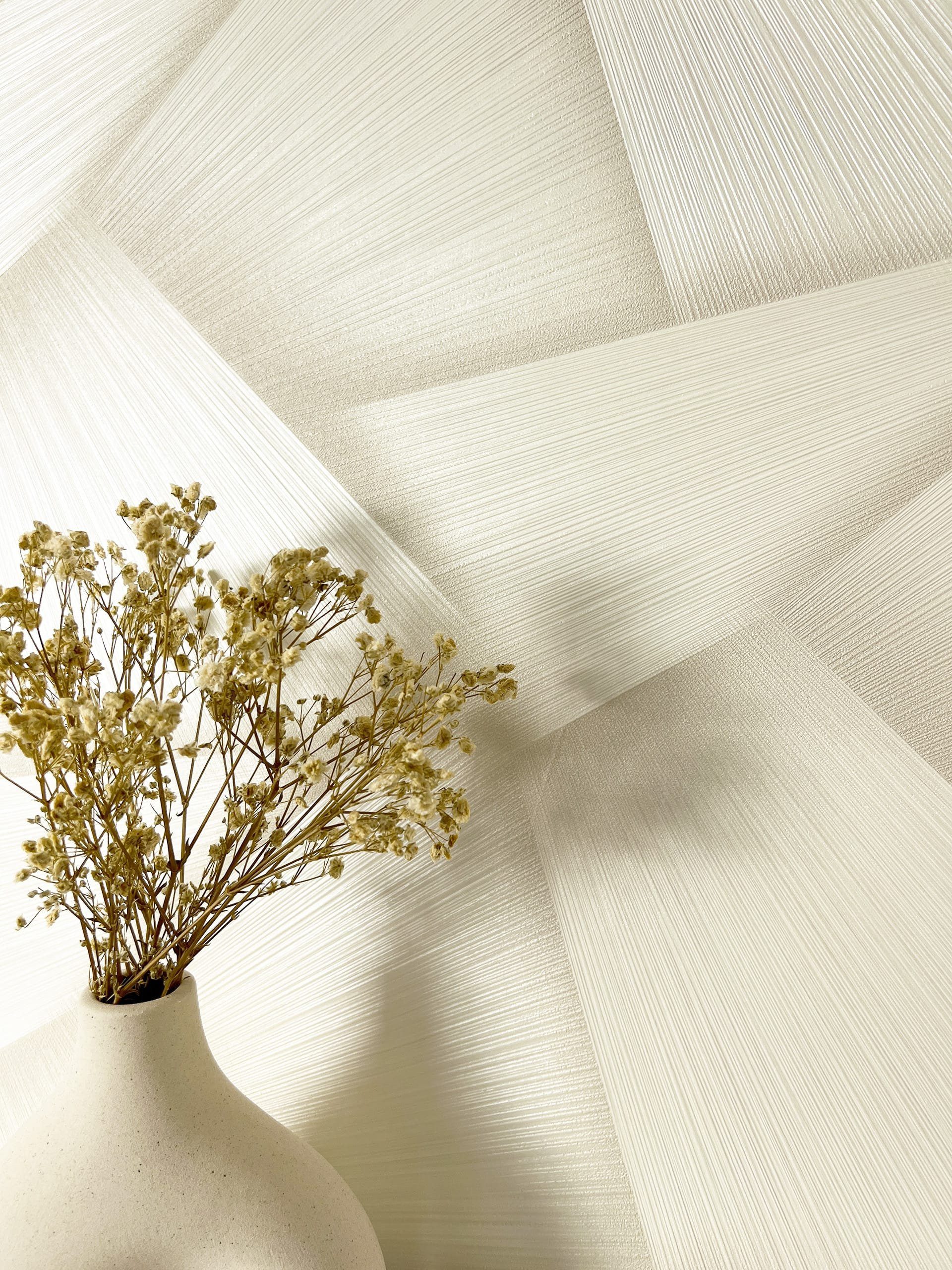 Newroom Vliestapete Carelli Creme Tapete Mustertapete Grafik, Streifen, Leicht glänzend, strukturiert, Retro