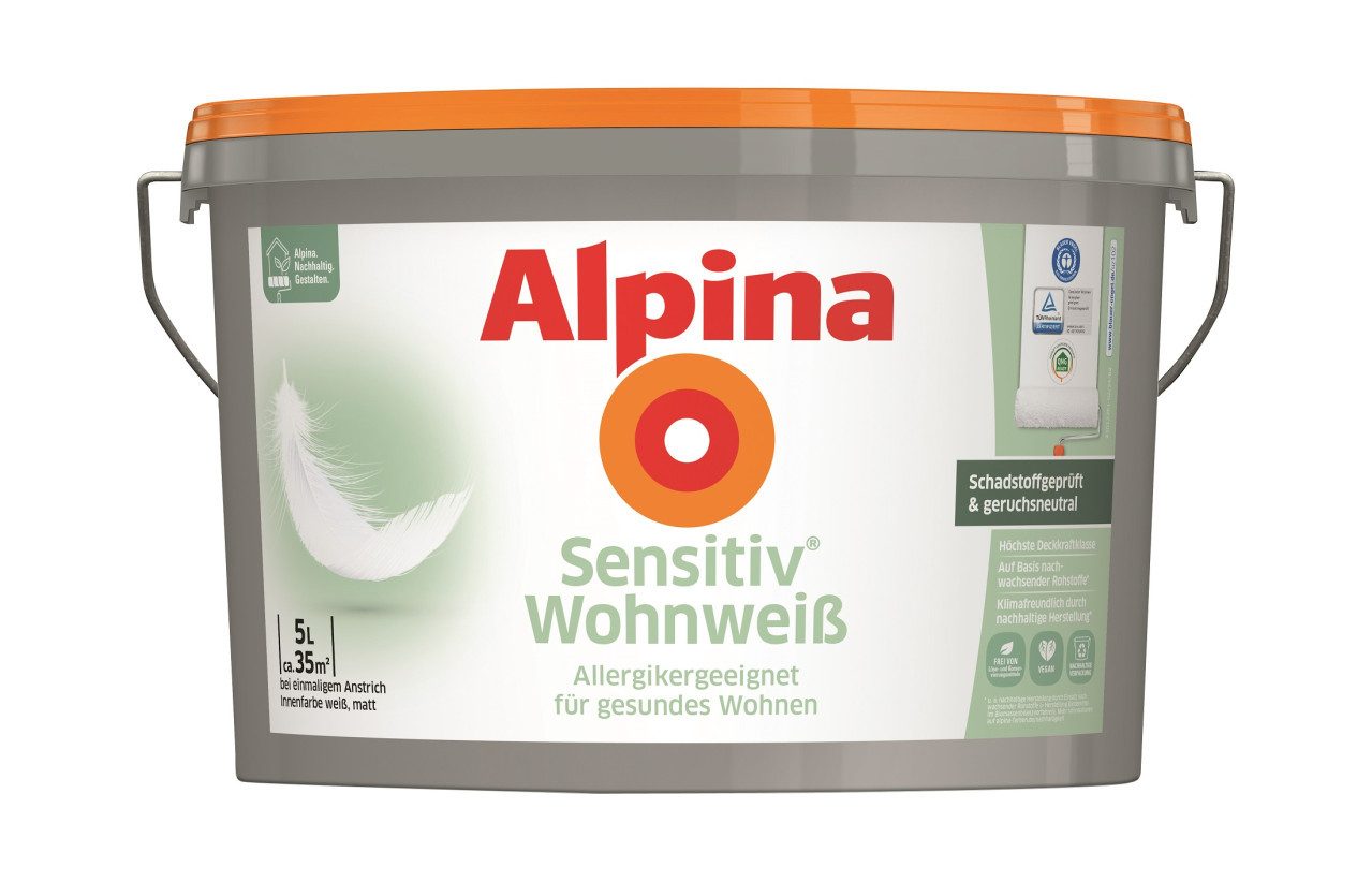 Alpina Wandfarbe Alpina Sensitiv Wohnweiß Wandfarbe 5 L