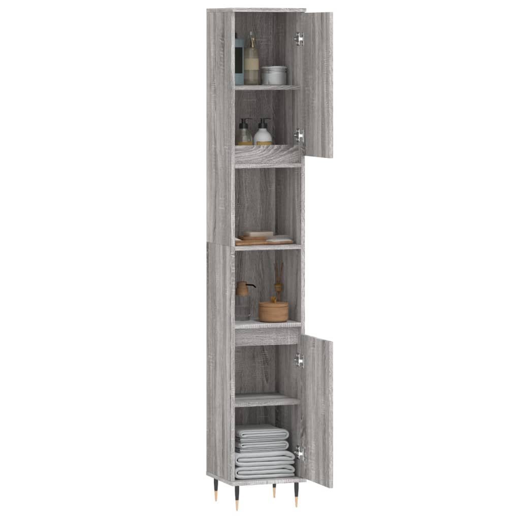 Badschrank Badezimmerspiegelschrank (1-St) Sonoma Grau 30x30x190 Holzwerkstoff vidaXL cm