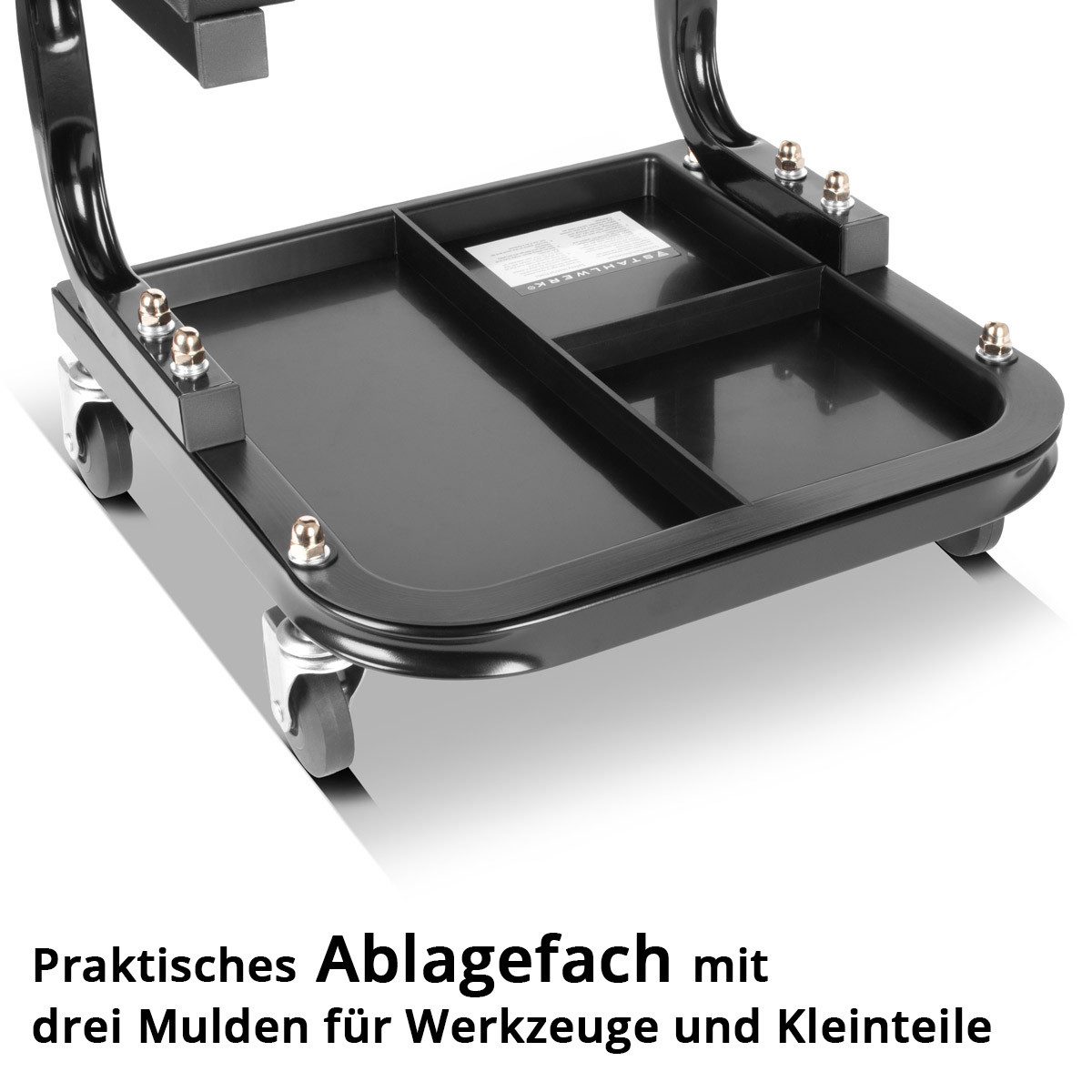 STAHLWERK Werkzeugwagen Mobiler Werkstatthocker 118 kg Werkstattsitz rollbarer Werkstattstuhl, (Set, Einzelartikel)