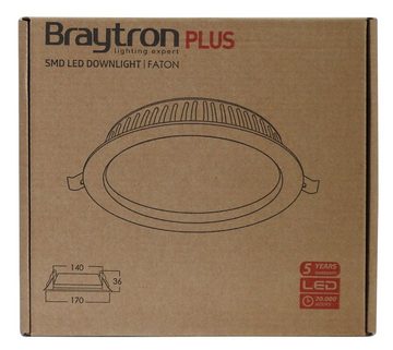 Braytron LED Einbaustrahler 18W LED Panel FATON Einbauleuchte Ø170mm 1800lm Deckenleuchte Rund