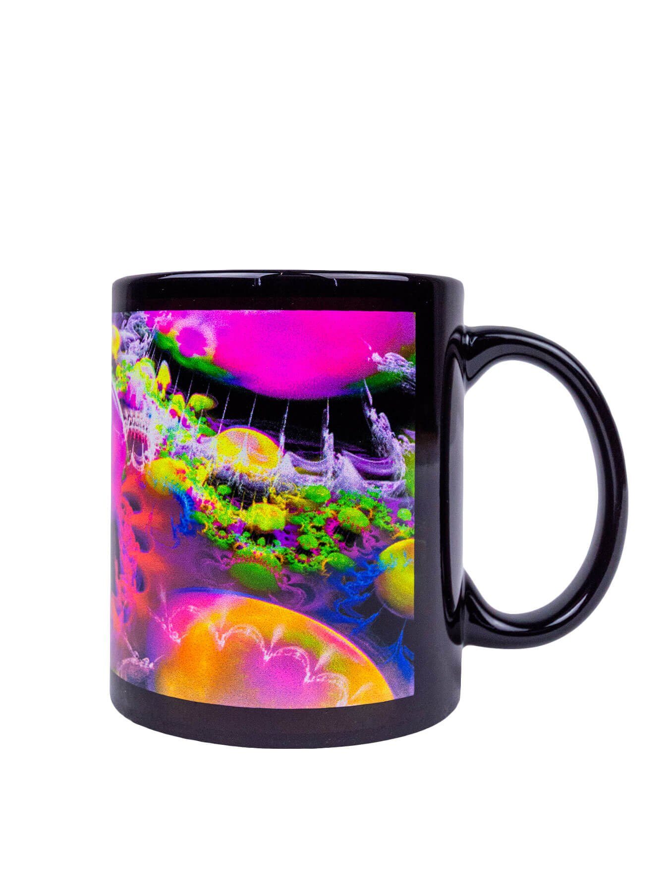 Neon Landscape", PSYWORK UV-aktiv, Motiv unter Keramik, Fluo "Psy Cup Schwarzlicht leuchtet Tasse Tasse