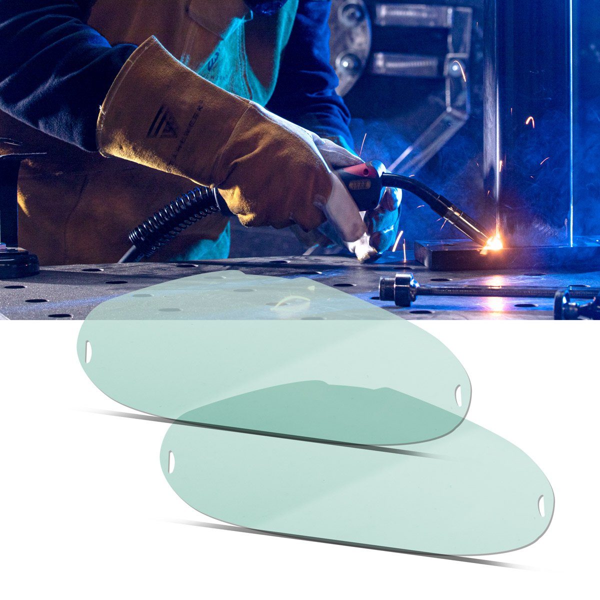 STAHLWERK Sicherheitshelm Schweißhelm Vorsatzscheiben 2er Set (Set, 2-tlg., Set), bruchsicher