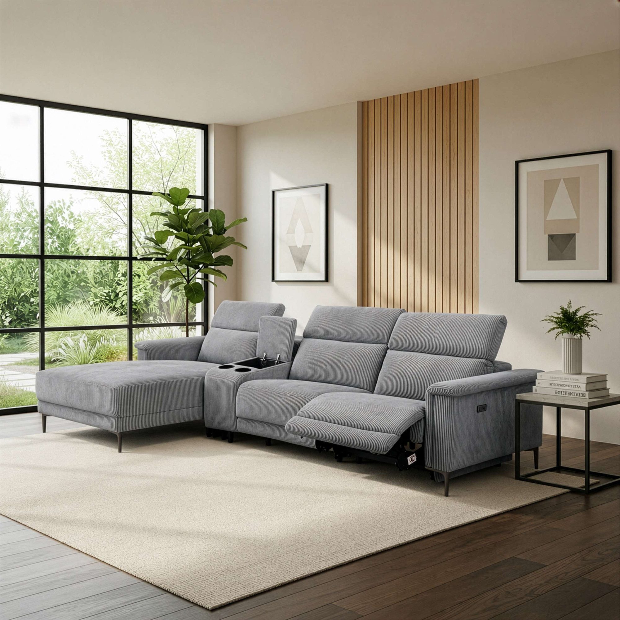 OTTO home Ecksofa LUND Kinosofa, L-Form, 298cm, man./elektr. Relaxfunktion (mit USB-A/C), USB-A/C bei elektr.Variante, Kopfteilverstellg/Getränkehalter/Staufach