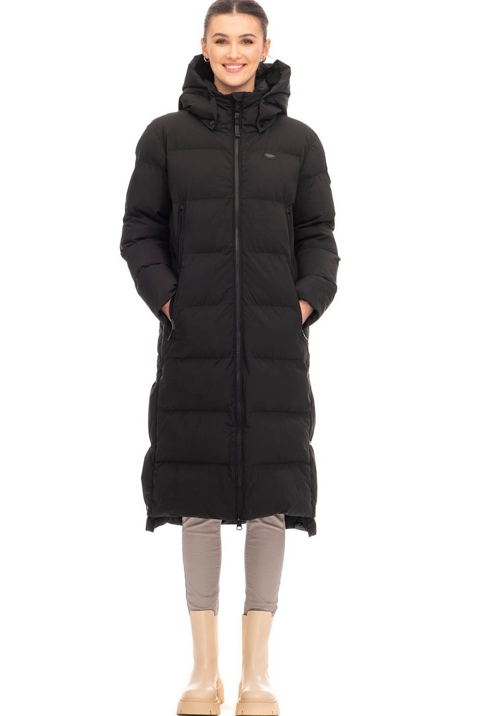 Ragwear Steppmantel PATRISE LONG BLACK COAT