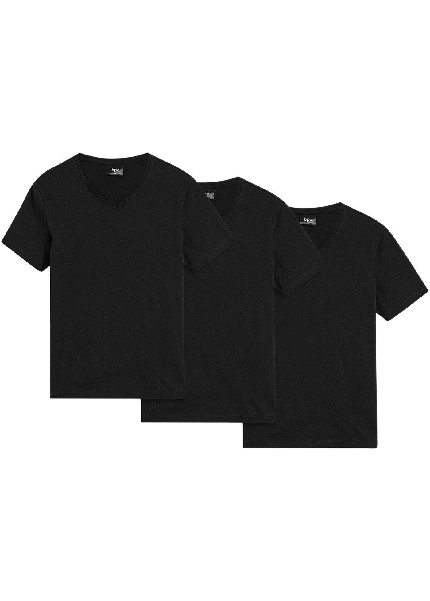 bonprix T-Shirt (Packung, 3-tlg., 3) T-Shirt mit V-Ausschnitt (3er Pack)