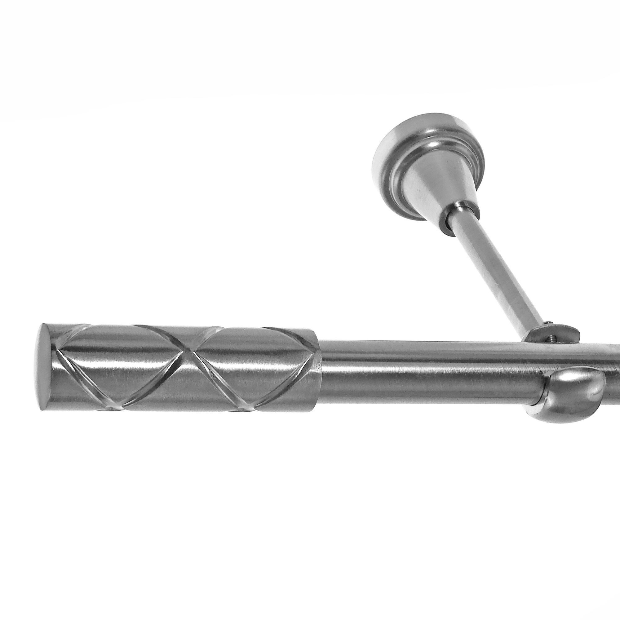 BASIT Gardinenstange Edelstahloptik 19mm mit Wandträgern 280 cm E63, Ø 19 mm, 1-läufig, verschraubt, Metall, H18 280 cm E63 Zylinder Riffel