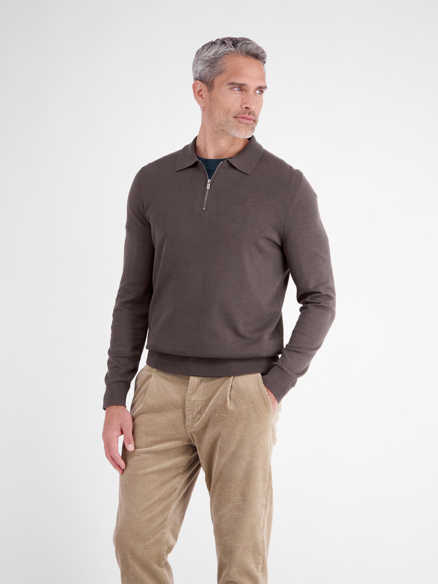 LERROS Langarm-Poloshirt Flexibles Langarmpolo aus Baumwollmix mit Rei§verschluss