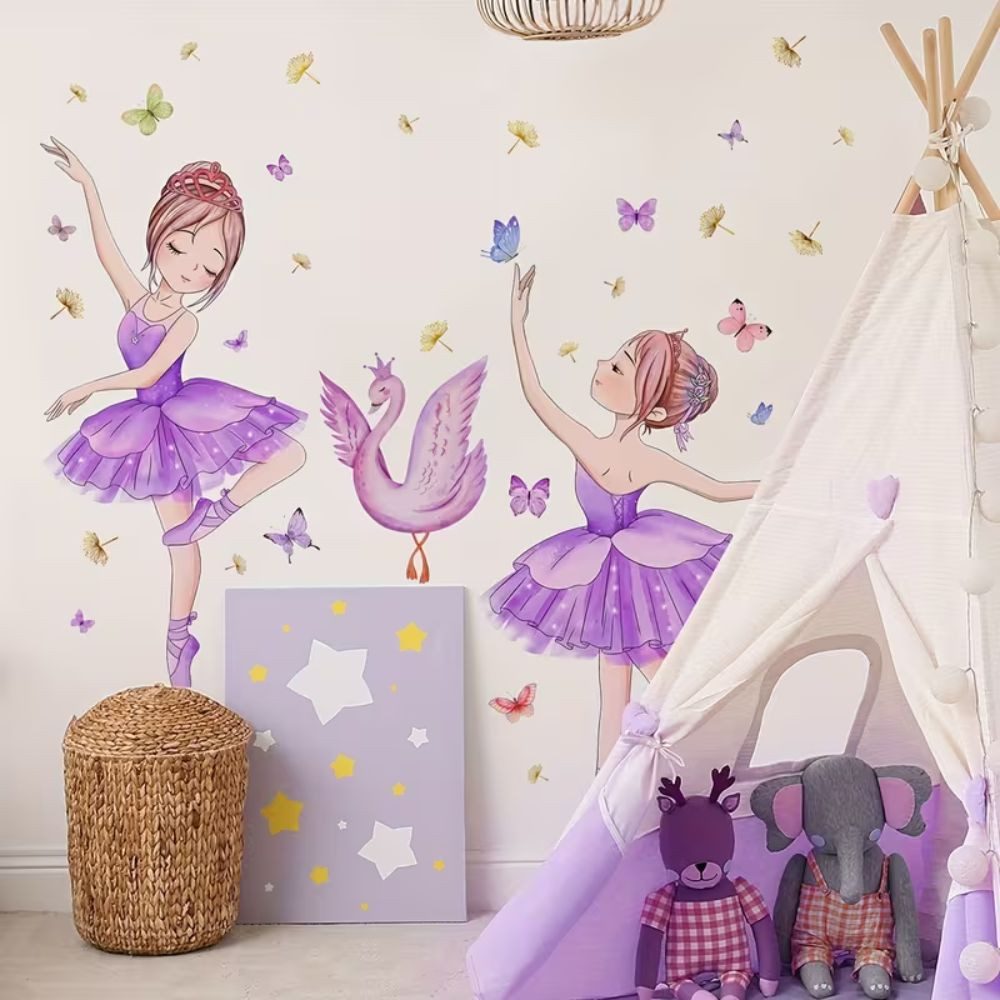 Montegoni Wandsticker Ballett Mädchen & Schmetterlinge Prinzessin Schwan (Künstlerische Wanddeko für Kinderzimmer, Mädchenzimmer Wandtattoo), selbstklebend – Bild 5 von 5