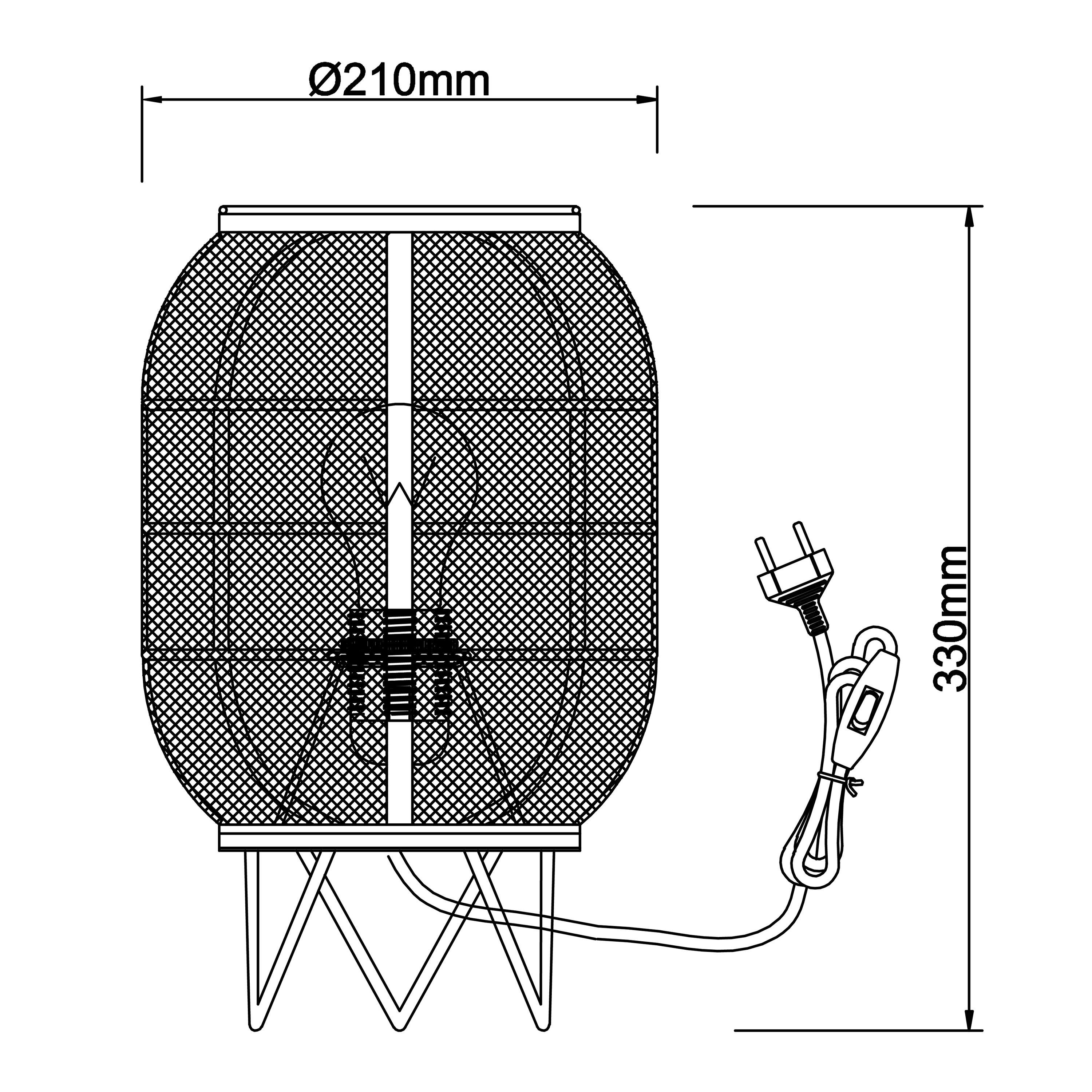 Lampe, 1x Tischleuchte Tischleuchte Tanah A60, Schnurz Tanah, schwarz/natur, E27, 42W, Brilliant Mit