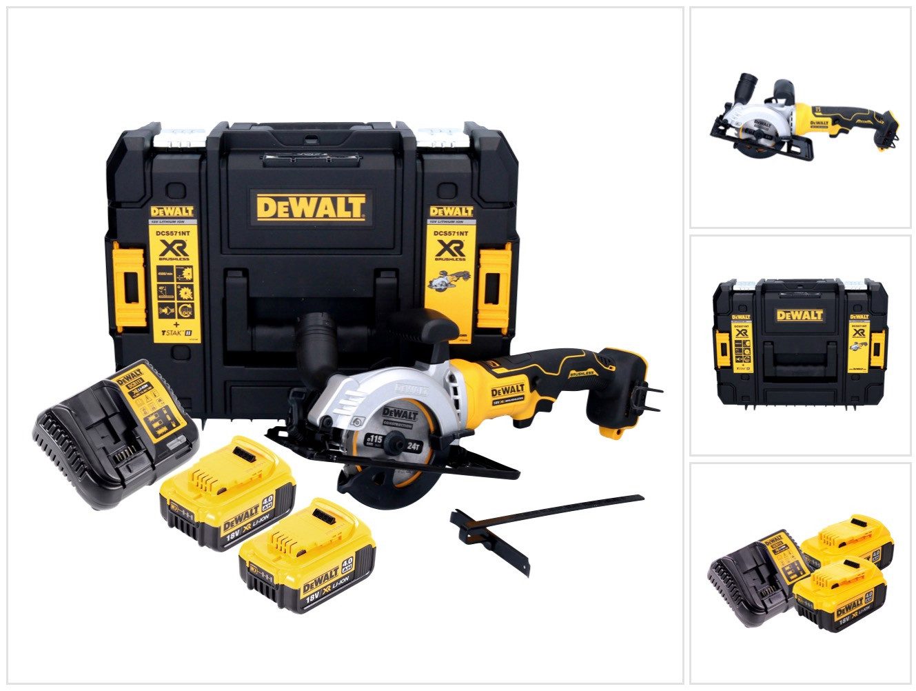 DeWalt Kompakt-Handkreissäge DCS 571 M2 Akku Handkreissäge 18 V 115 mm Brushless + 2x Akku 4,0 Ah