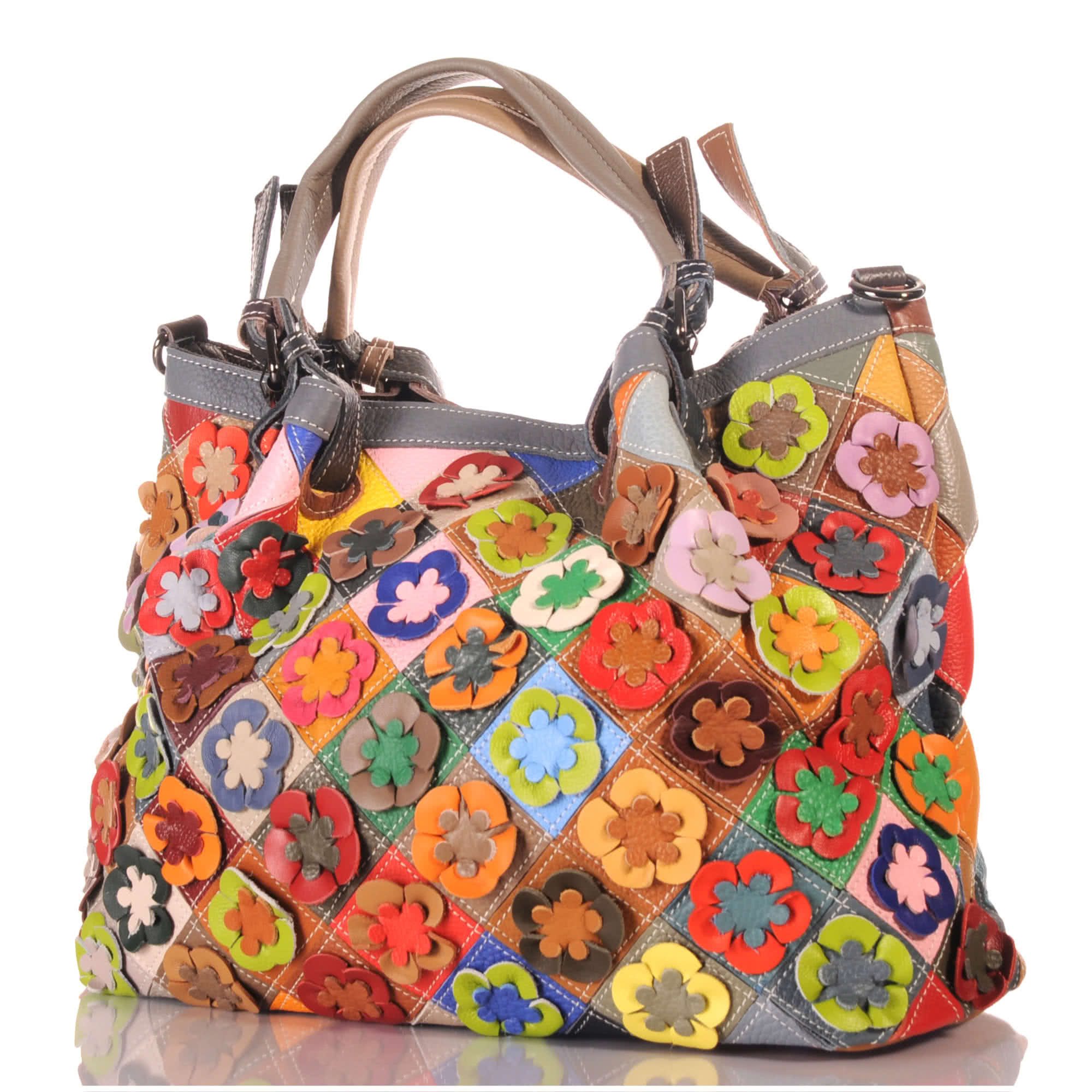 KMISSO Henkeltasche Damen Leder Patchwork Umhänge Henkel Schulter Tasche 30681 (1-tlg), im eleganten Look