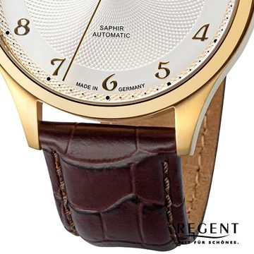 Regent Quarzuhr Regent Herren Armbanduhr Analog, (Analoguhr), Herren Armbanduhr rund, extra groß (ca. 42mm), Lederarmband