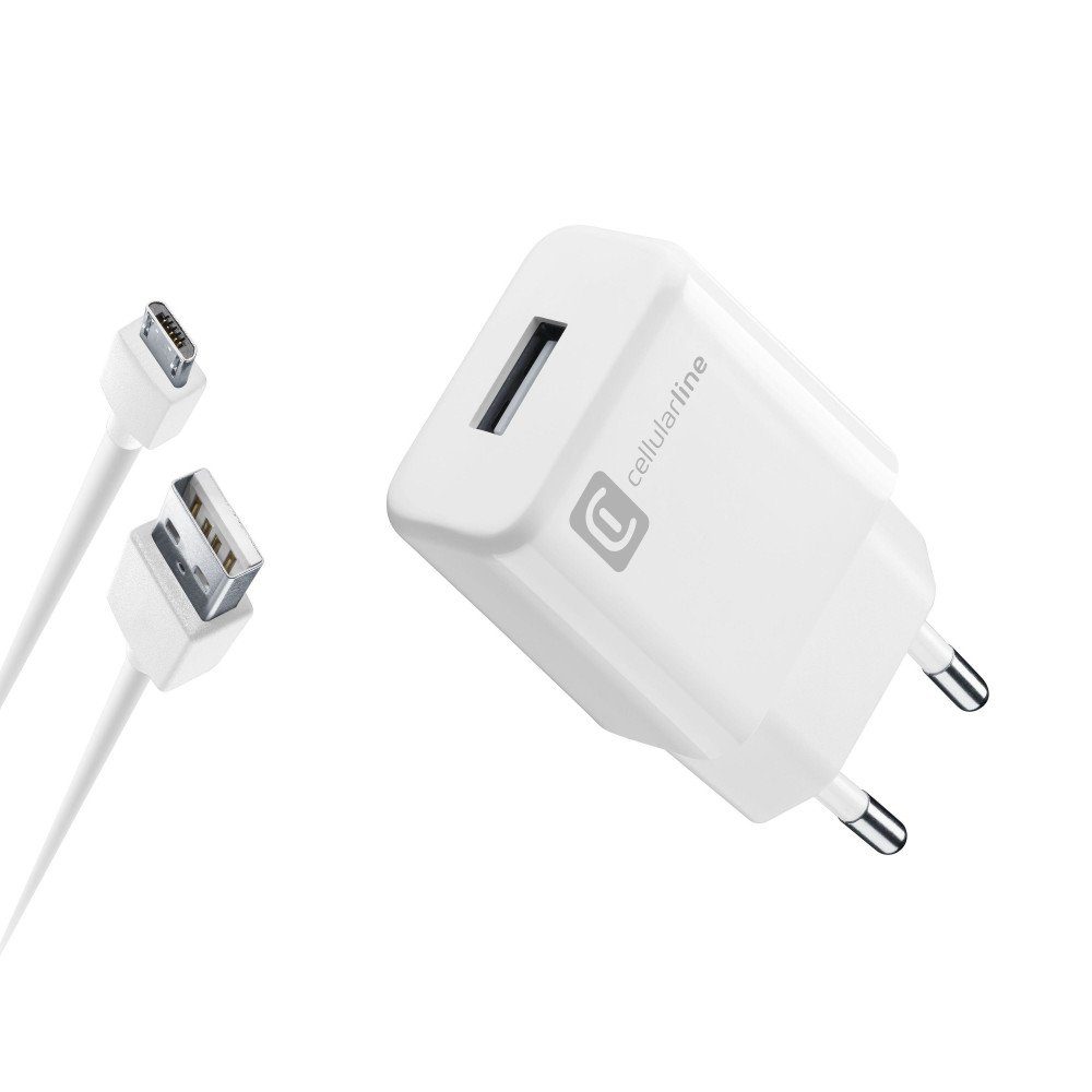 USB Charger Kit 2A mit Micro-USB Kabel 1m White USB-Ladegerät