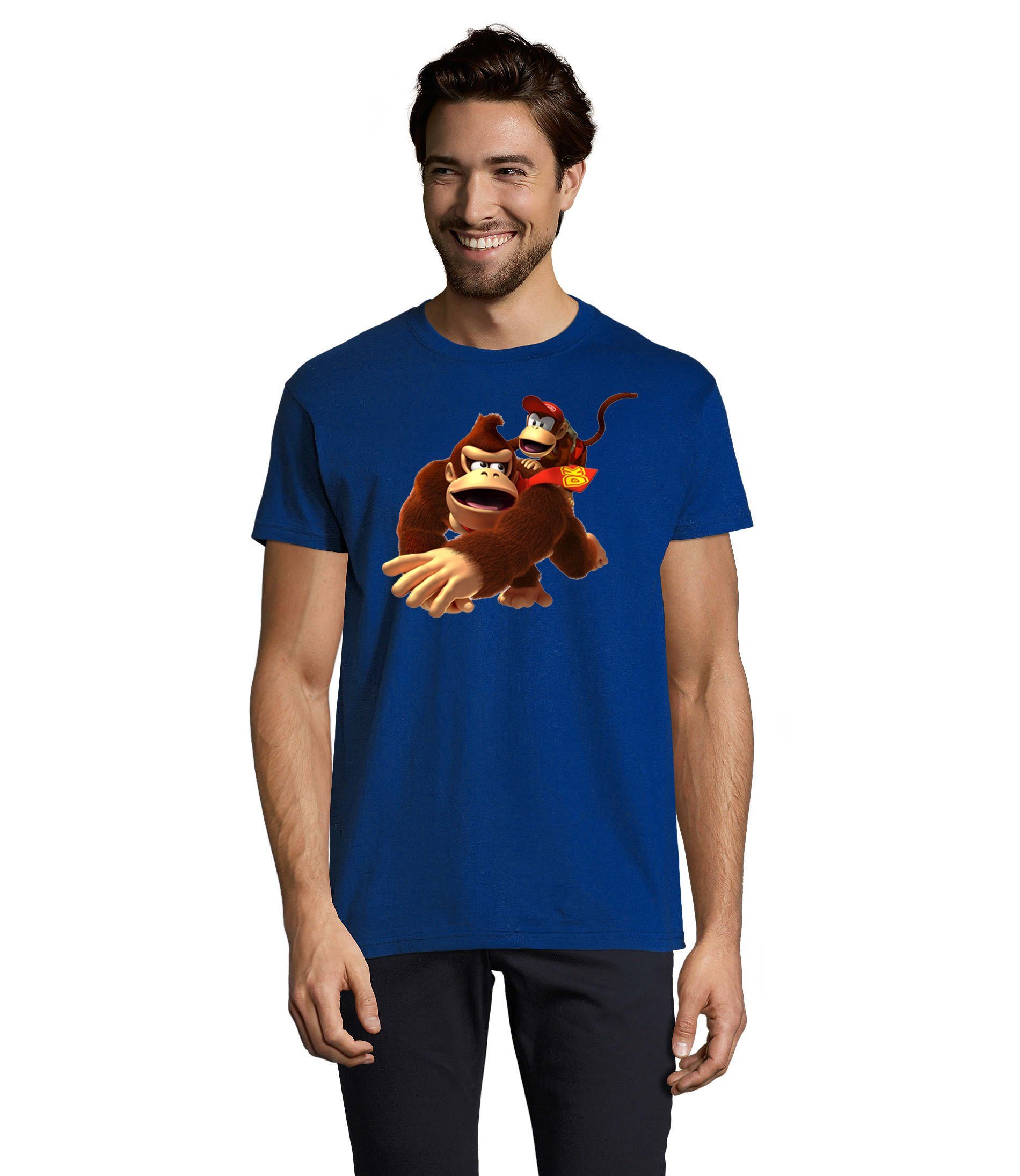 Donkey Brownie Nerd Spiele T-Shirt Konsole Blau Herren Nintendo Kong & Blondie Diddy