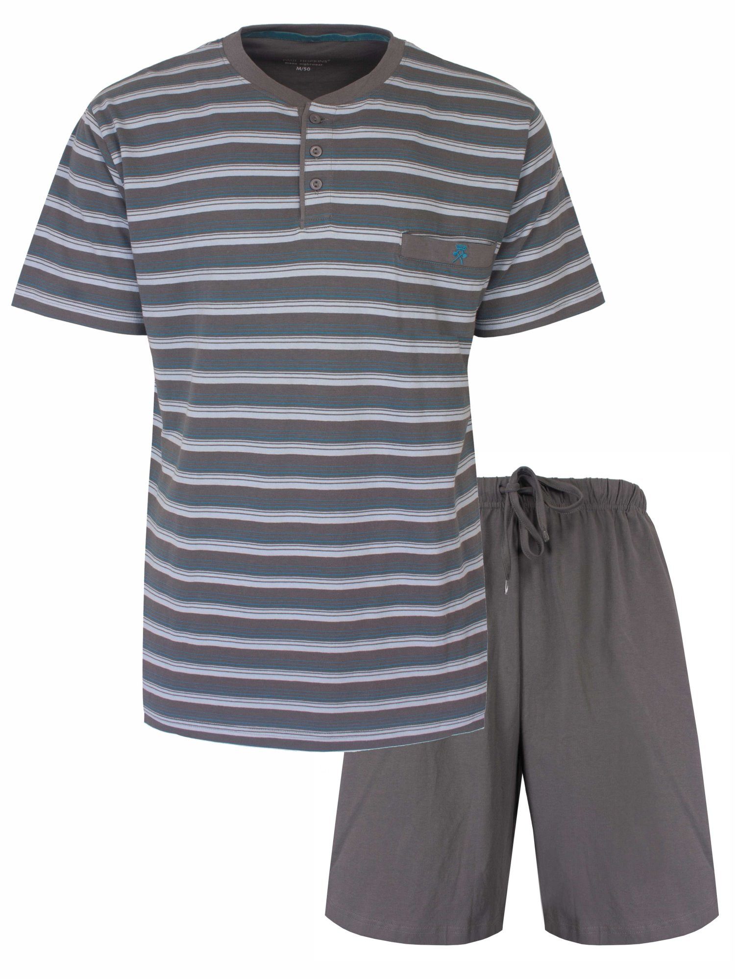 Shorty Modischer Herren Pyjama kurz mit Knopfleiste