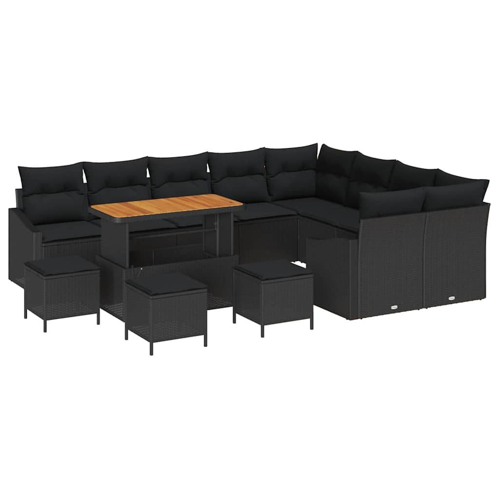 vidaXL Loungesofa Gartensofa-set 13 stk. 8-Sitzanzahl Schwarz Poly Rattan, 13 Teile