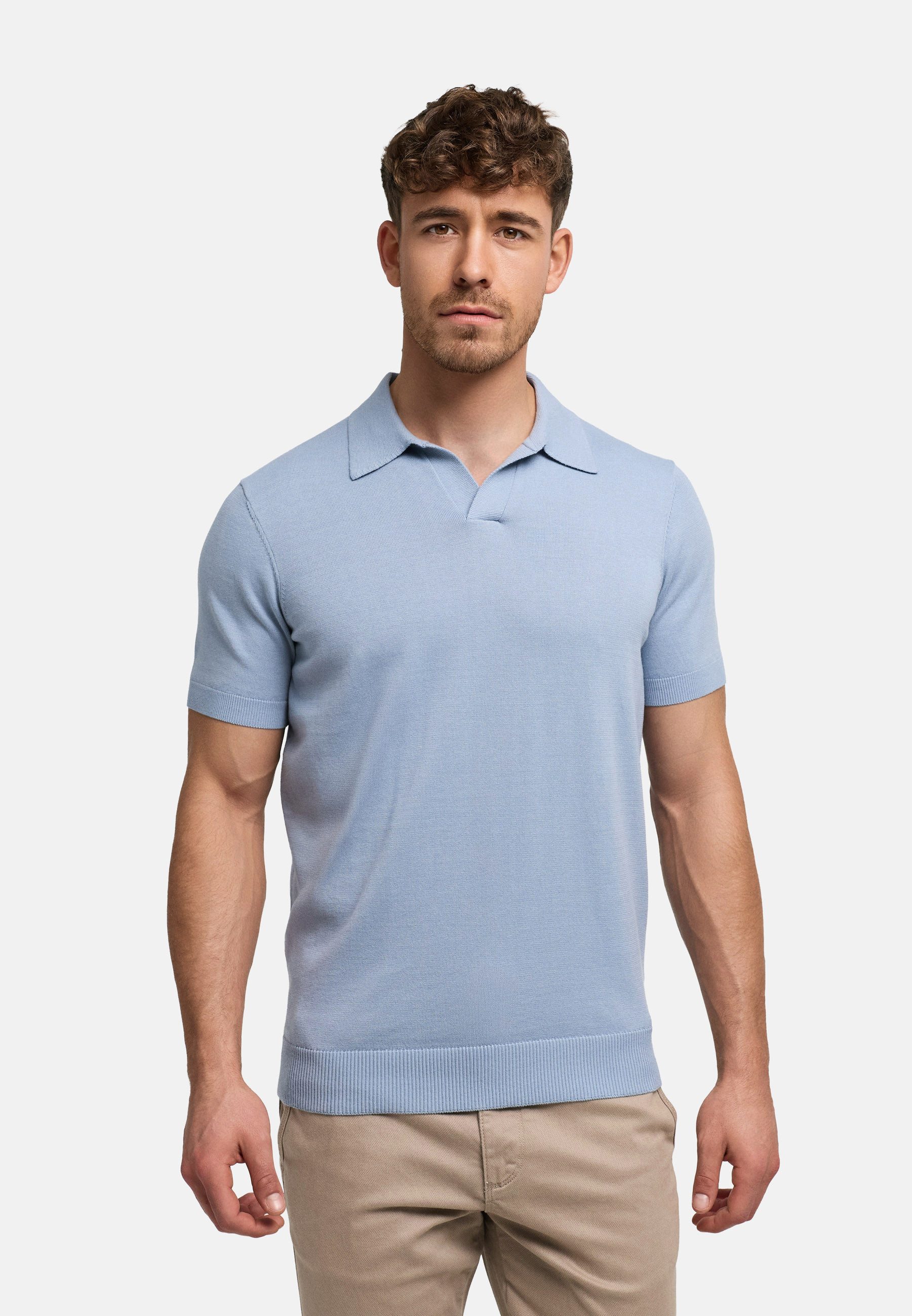 Jeff Poloshirt JFEliseo Strickpolo mit offenem Polokragen aus hochwertiger Baumwolle