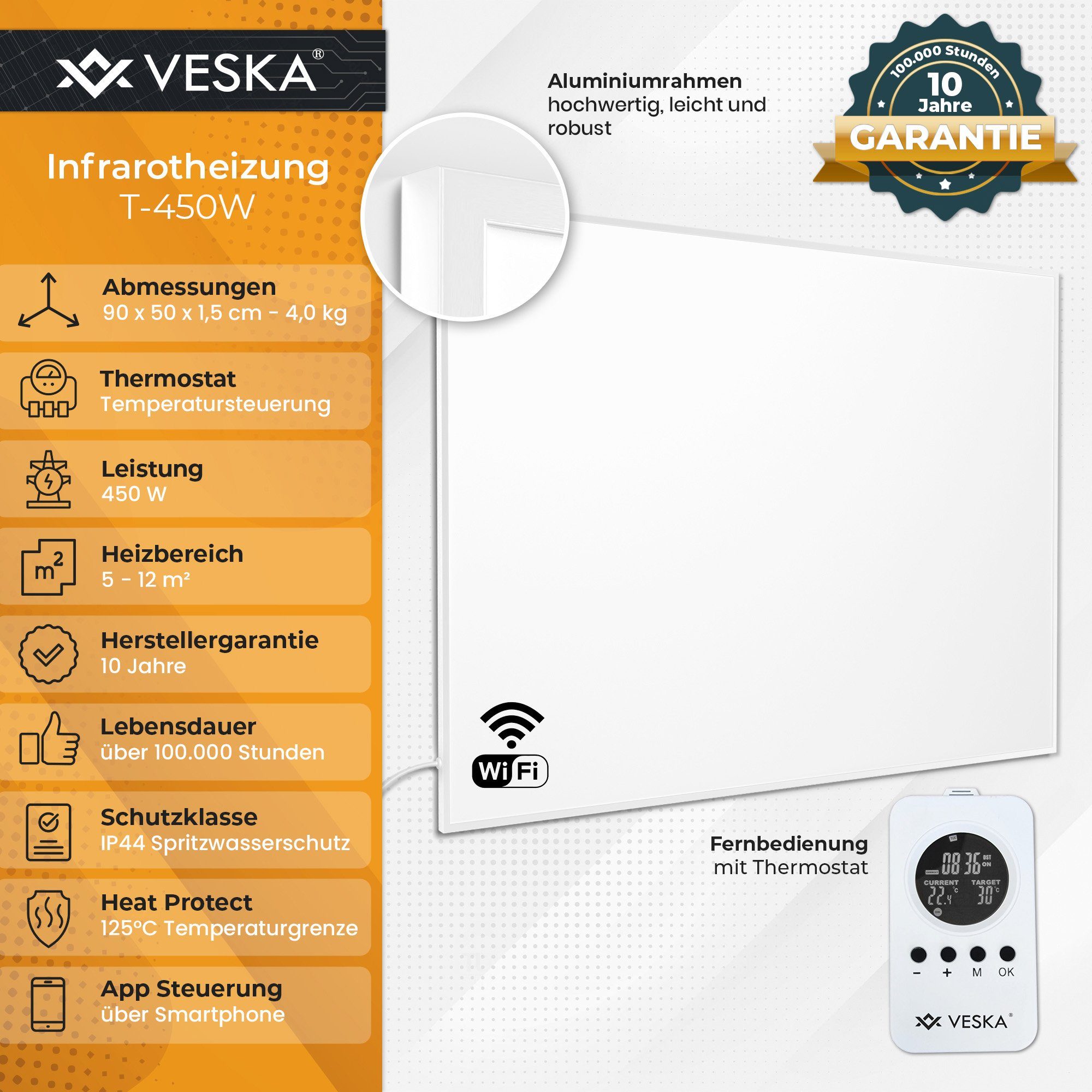 VESKA Infrarotheizung inkl. Thermostat APP-Funktion Wifi günstig online kaufen