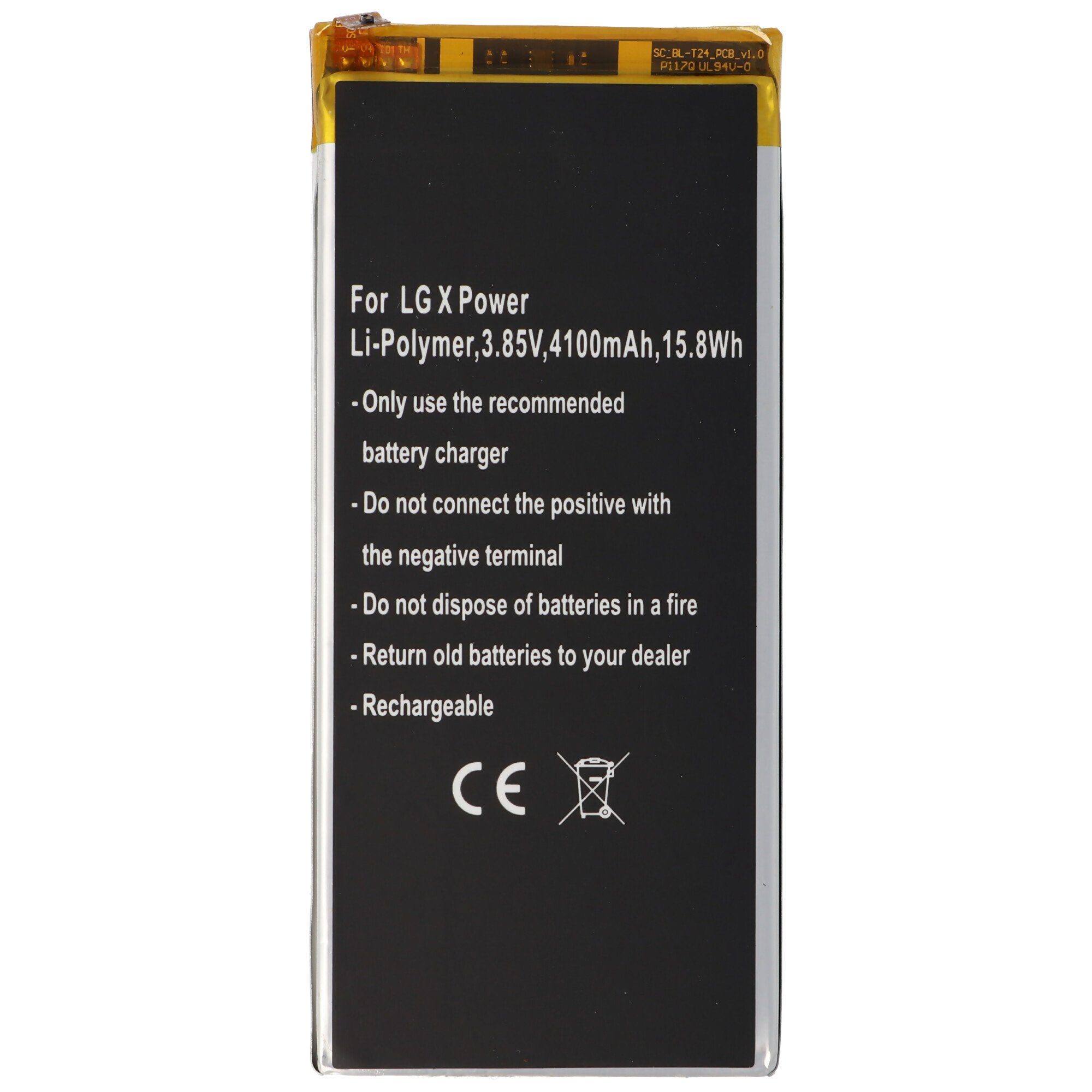 AccuCell Akku passend für LG X Power, Li-Polymer, 3,85V, 4100mAh, 15,8Wh, buil Akku 4100 mAh (3,9 V)
