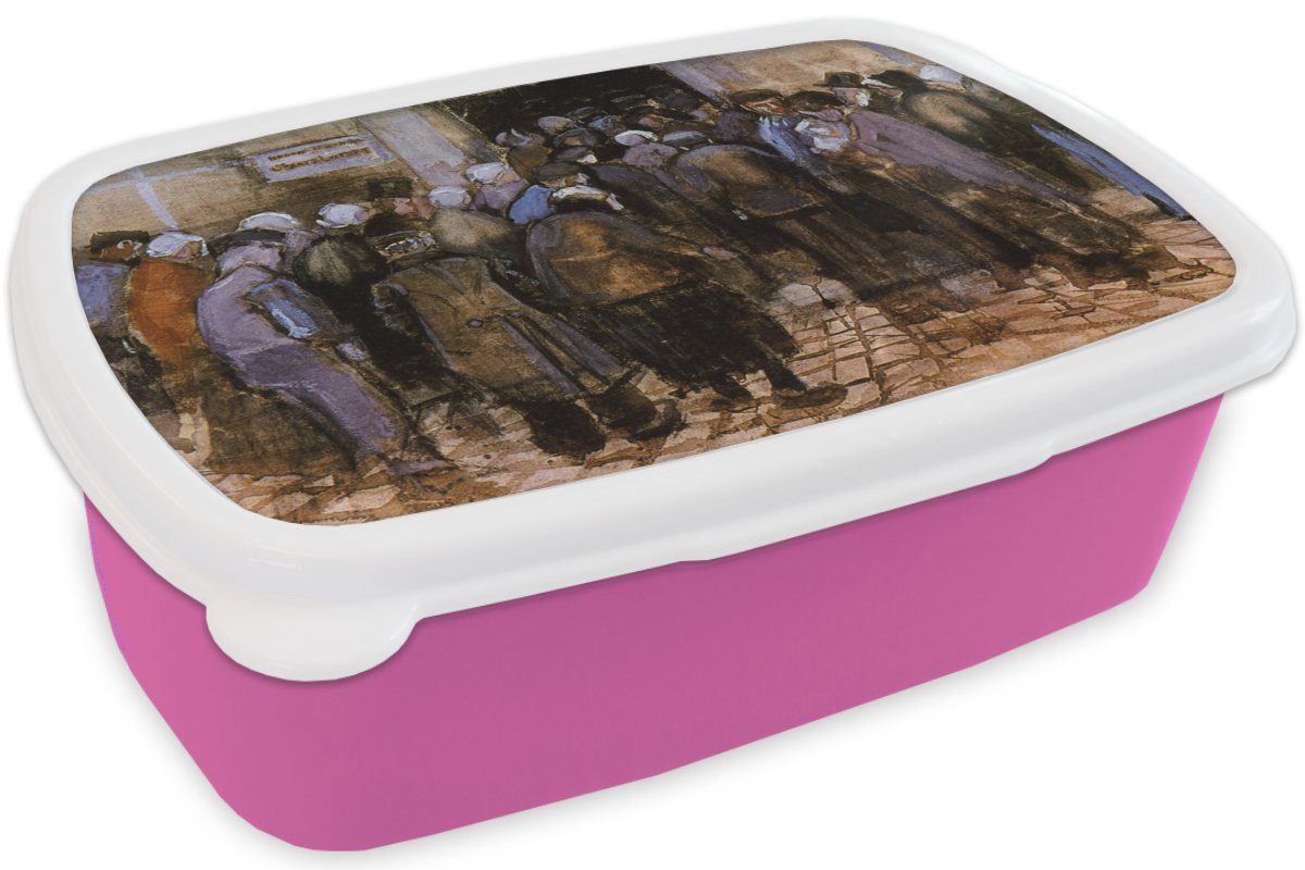 MuchoWow Lunchbox Die Armen und Snackbox, Erwachsene, das Kunststoff rosa Brotbox Vincent Kinder, Mädchen, Brotdose Kunststoff, (2-tlg), - Gogh, van Geld für