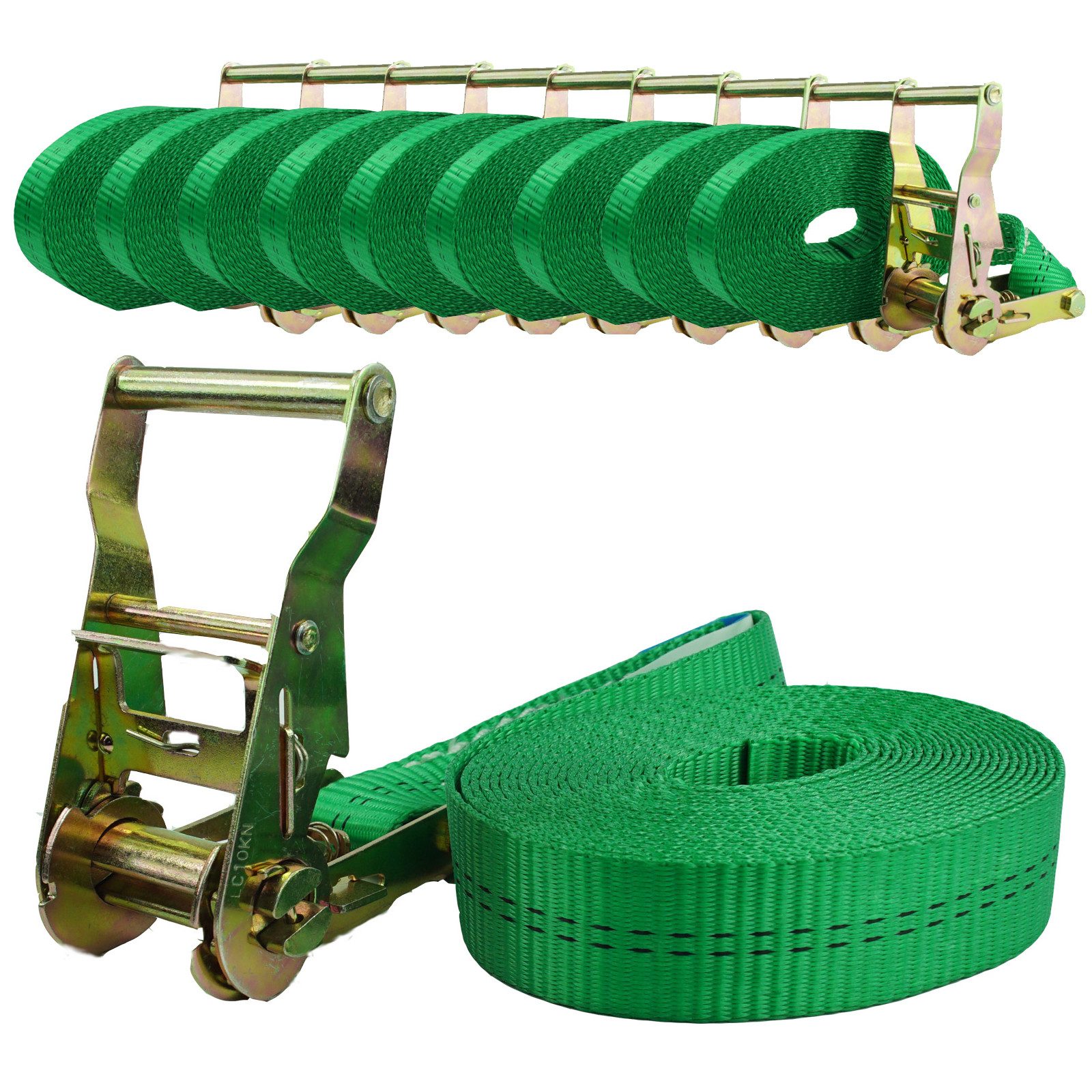 TRUTZHOLM Spanngurt 10x Ratschen Spanngurte Zurrgurt 1-tlg 6m 2t 2to 2000kg TÜV/GS GRÜN (Set) mit TÜV/GS