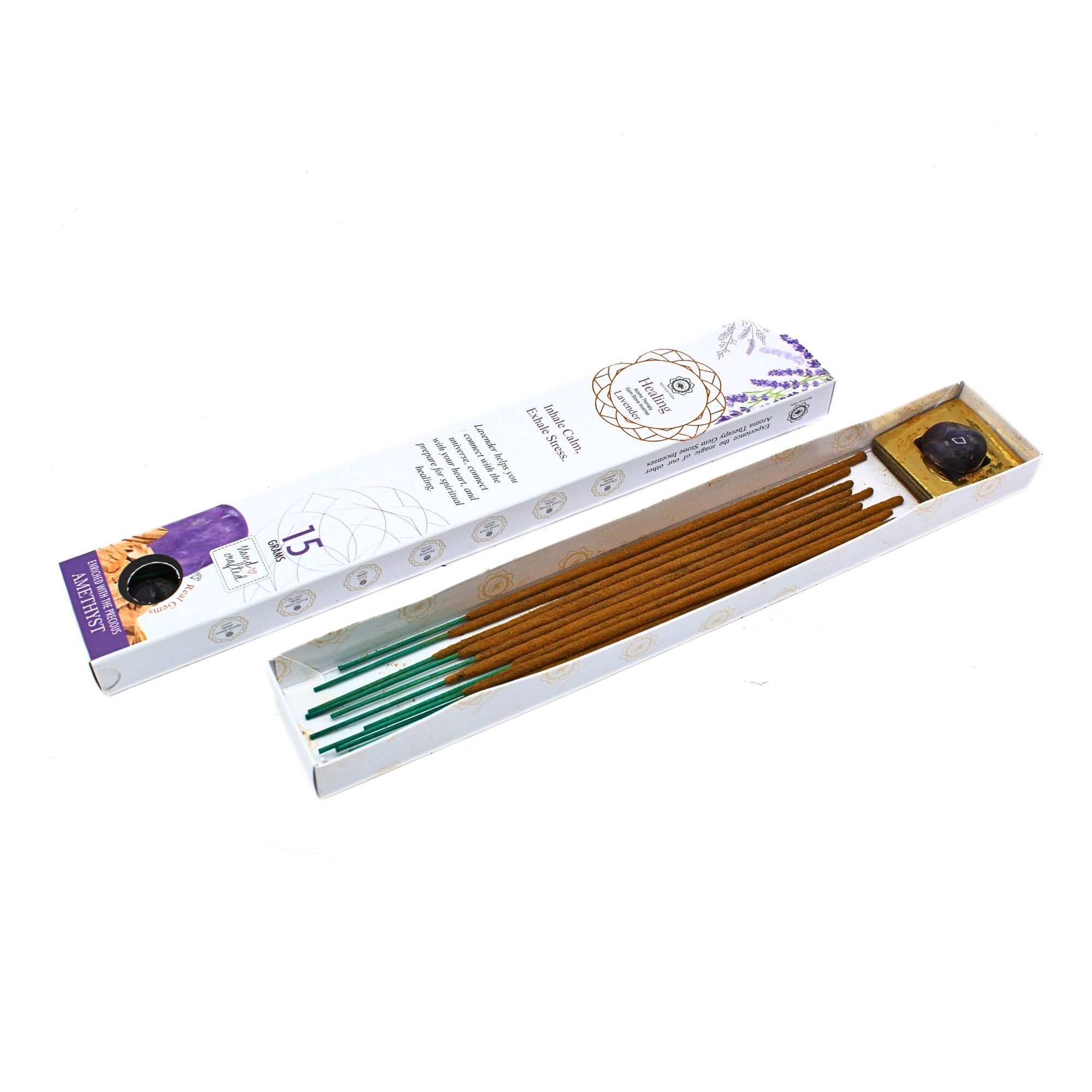 Green Tree Ароматичні палички Green Tree Gemstone Incense "Healing", Lavendel – Kostbarer Amethyst