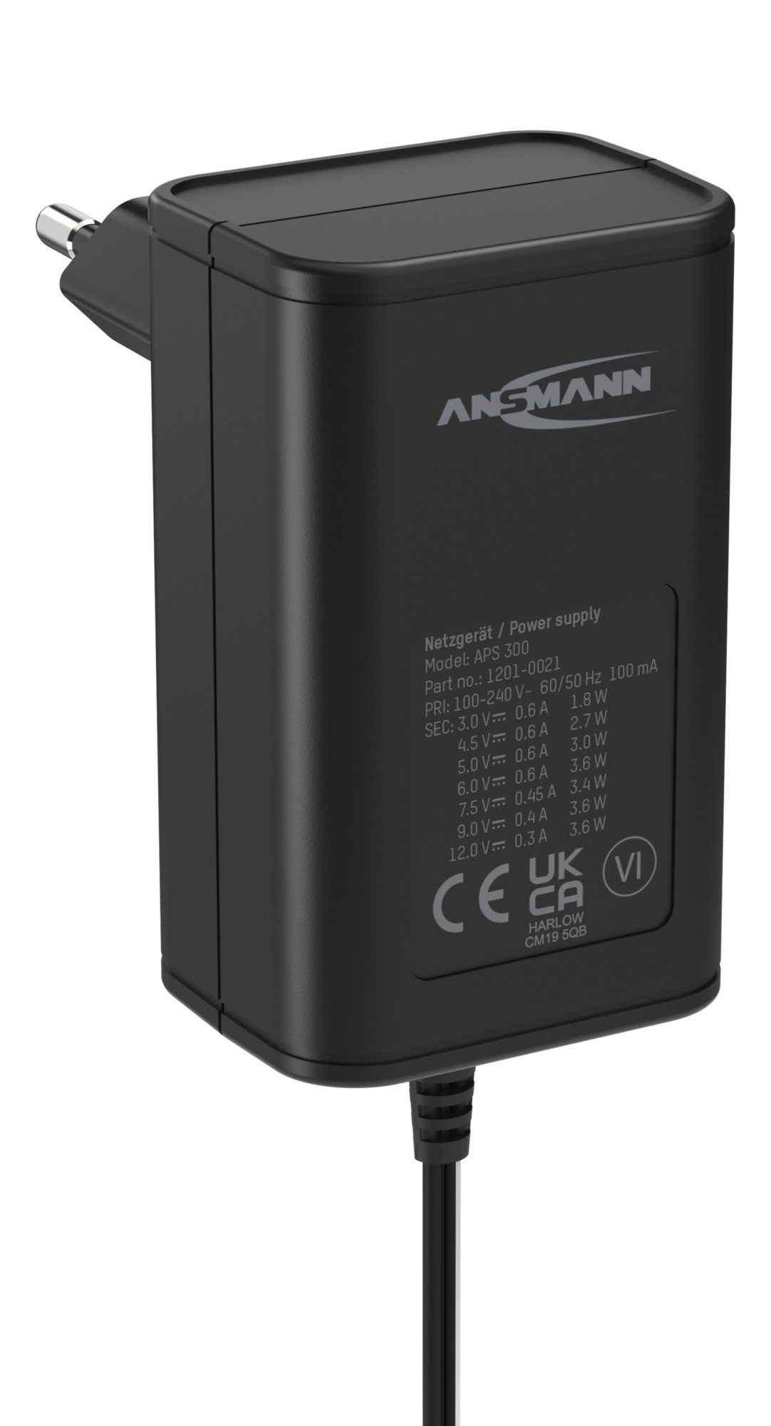 ANSMANN AG Universal Netzteil 3-12v max. 3.6w DC inkl. 7 Stecker Netzteil