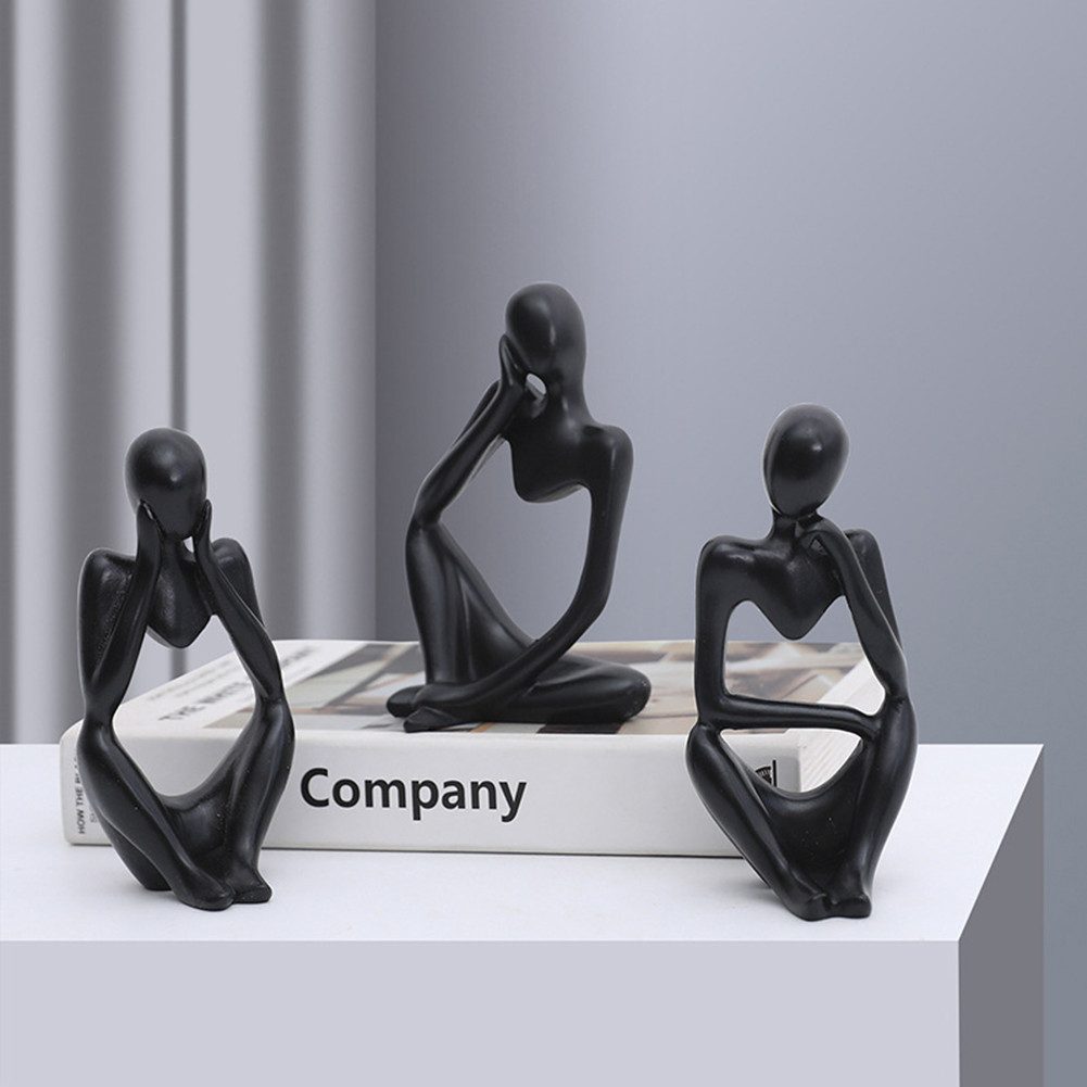 GarveeMore Skulptur 3pcs Abstrakte moderne Denker Statue Desktop Ornament