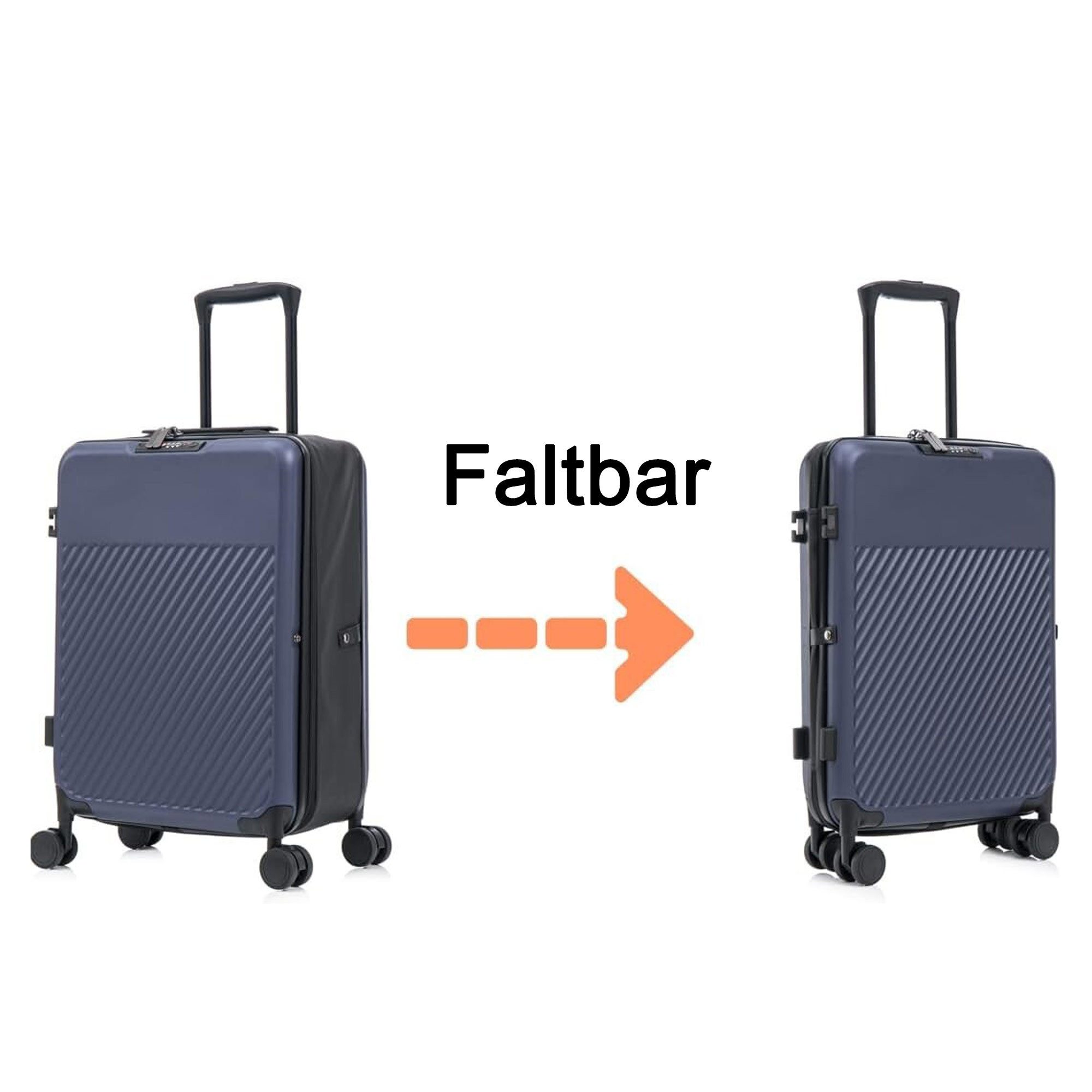 MS-Point Trolley Faltbarer Microfaser Hartschalen Koffer mit Rollen Blau, 4 Rollen