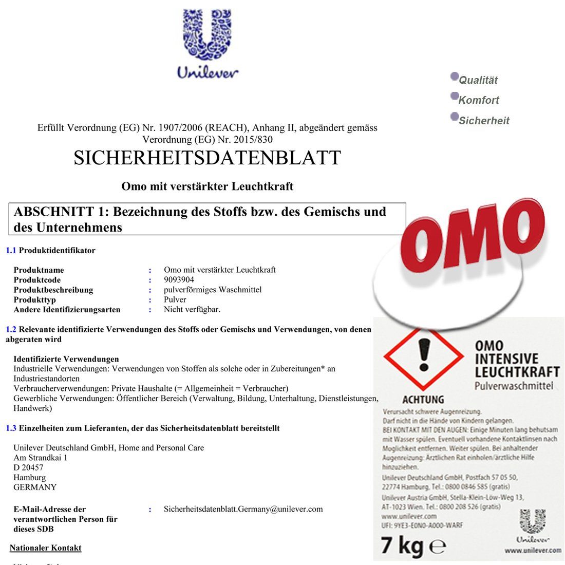 Unilever 2x OMO XXXL7kg =14 WL Voll (2-St. Rein 200 kg für Waschpulver Vollwaschmittel 200 für bis Waschmittel Wäschen)